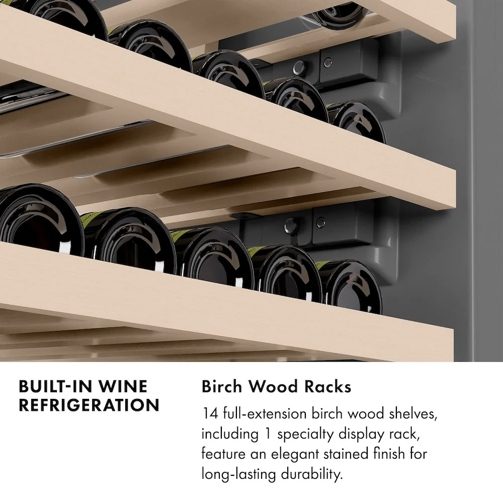 ZLINE Autograph Edition 18 in. 9.0 cu. ft. Triple Zone 68 Bottle Panel Ready Right Hinge Column Wine Cooler with Polished Gold Accents (RBCWVRZ-18-G) - Image 16