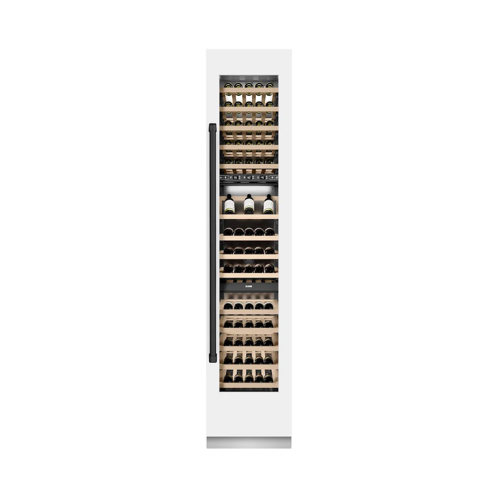ZLINE Autograph Edition 18 in. 9.0 cu. ft. Triple Zone 68 Bottle Right Hinge Column Wine Cooler in White Matte with Matte Black Accents (RCWVRZ-WM-18-MB) - Image 2