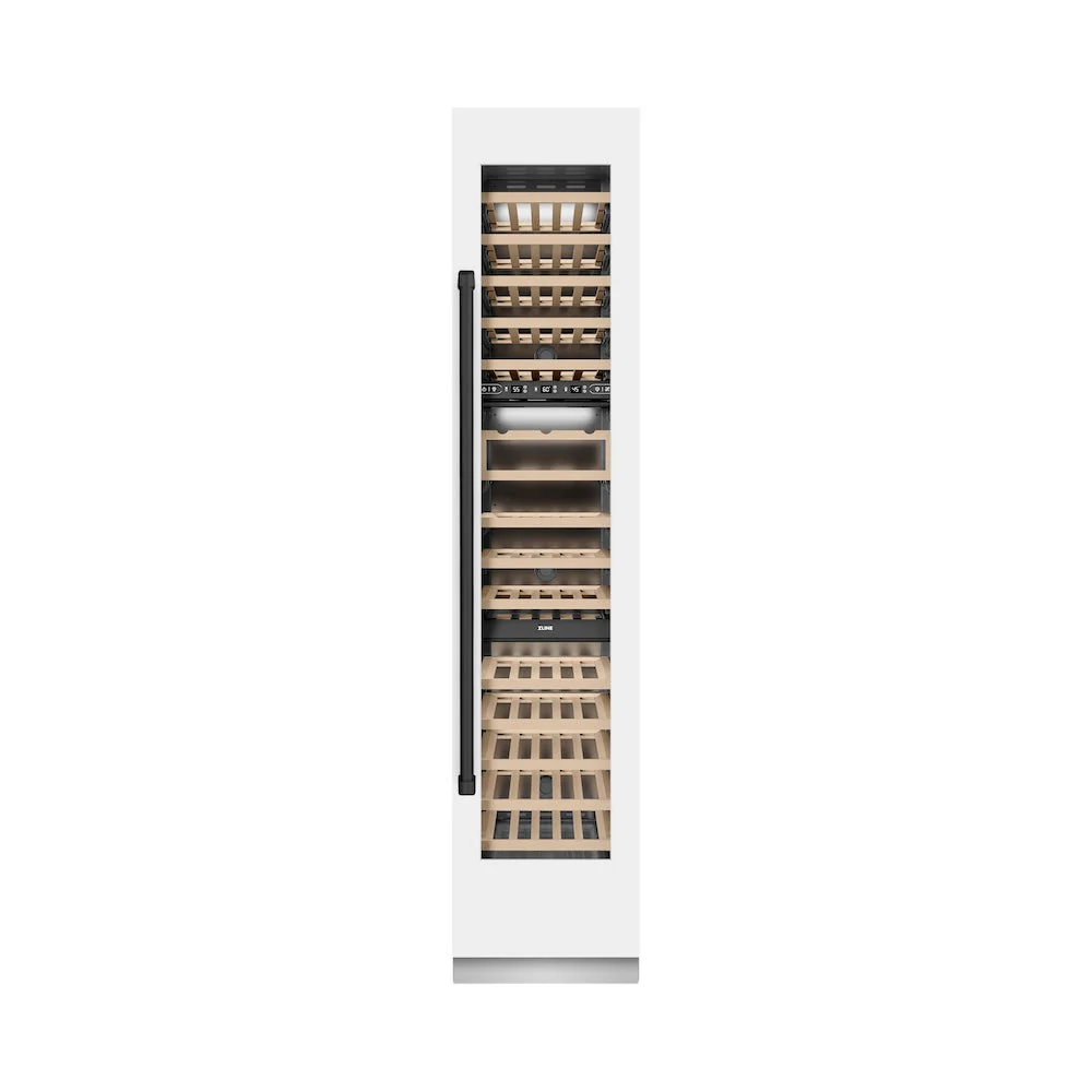 ZLINE Autograph Edition 18 in. 9.0 cu. ft. Triple Zone 68 Bottle Right Hinge Column Wine Cooler in White Matte with Matte Black Accents (RCWVRZ-WM-18-MB) - Image 4