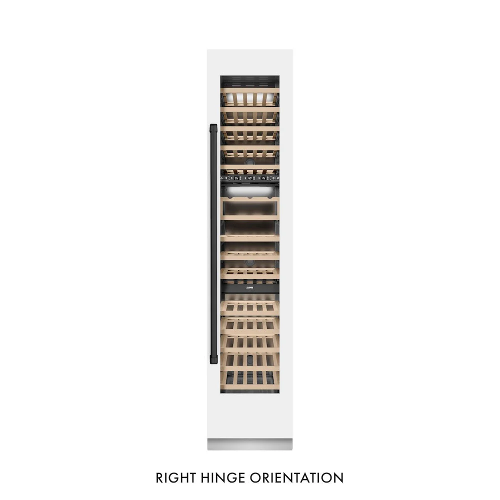 ZLINE Autograph Edition 18 in. 9.0 cu. ft. Triple Zone 68 Bottle Right Hinge Column Wine Cooler in White Matte with Matte Black Accents (RCWVRZ-WM-18-MB) - Image 5