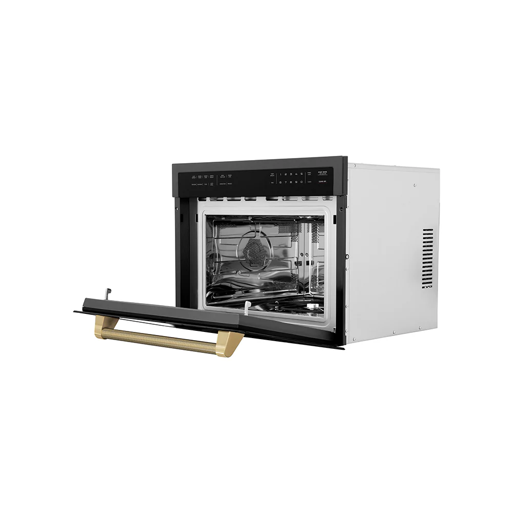 ZLINE Autograph Edition 24 in. 1.6 cu ft. Built-in Convection Microwave Oven in Black Stainless Steel and Champagne Bronze Helix Handle (MWOZ-24-BS-KCB) - Image 4