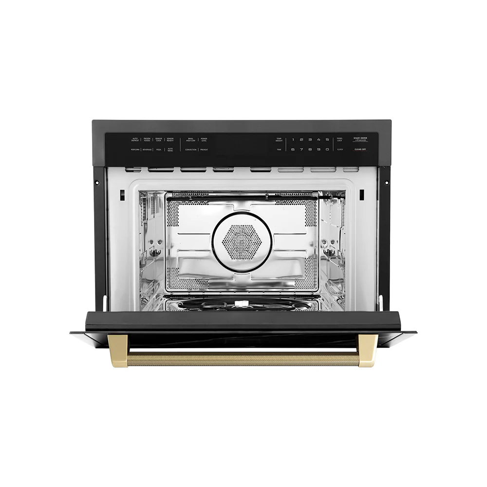 ZLINE Autograph Edition 24 in. 1.6 cu ft. Built-in Convection Microwave Oven in Black Stainless Steel and Champagne Bronze Helix Handle (MWOZ-24-BS-KCB) - Image 5