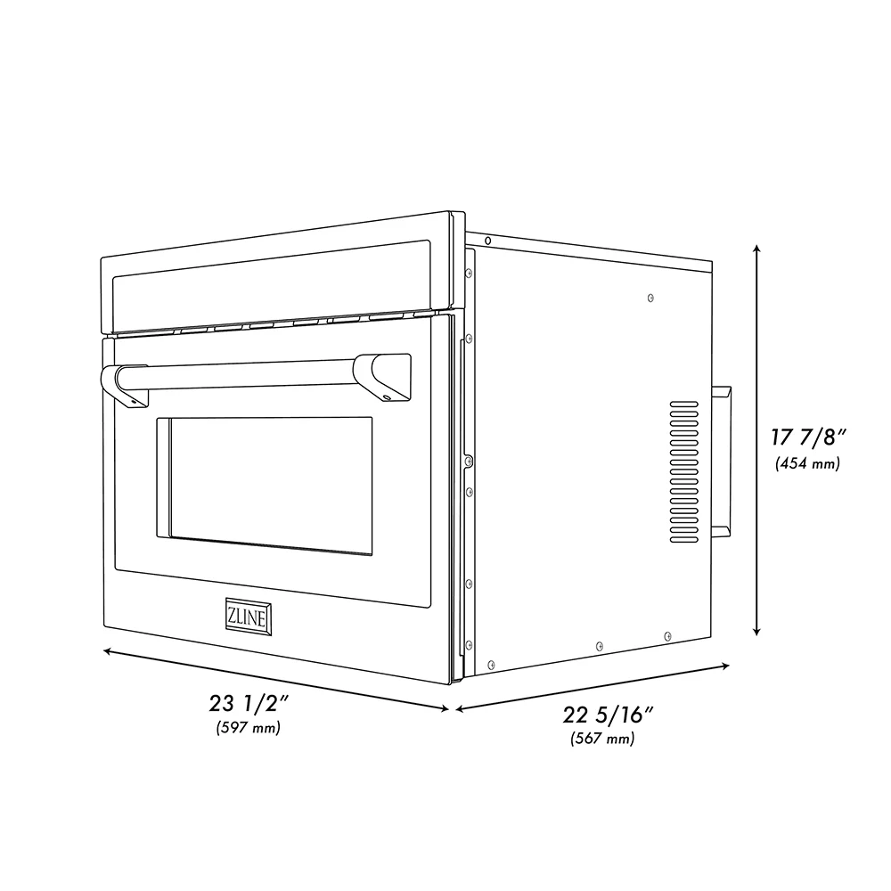 ZLINE Autograph Edition 24 in. 1.6 cu ft. Built-in Convection Microwave Oven in Black Stainless Steel and Champagne Bronze Helix Handle (MWOZ-24-BS-KCB) - Image 9