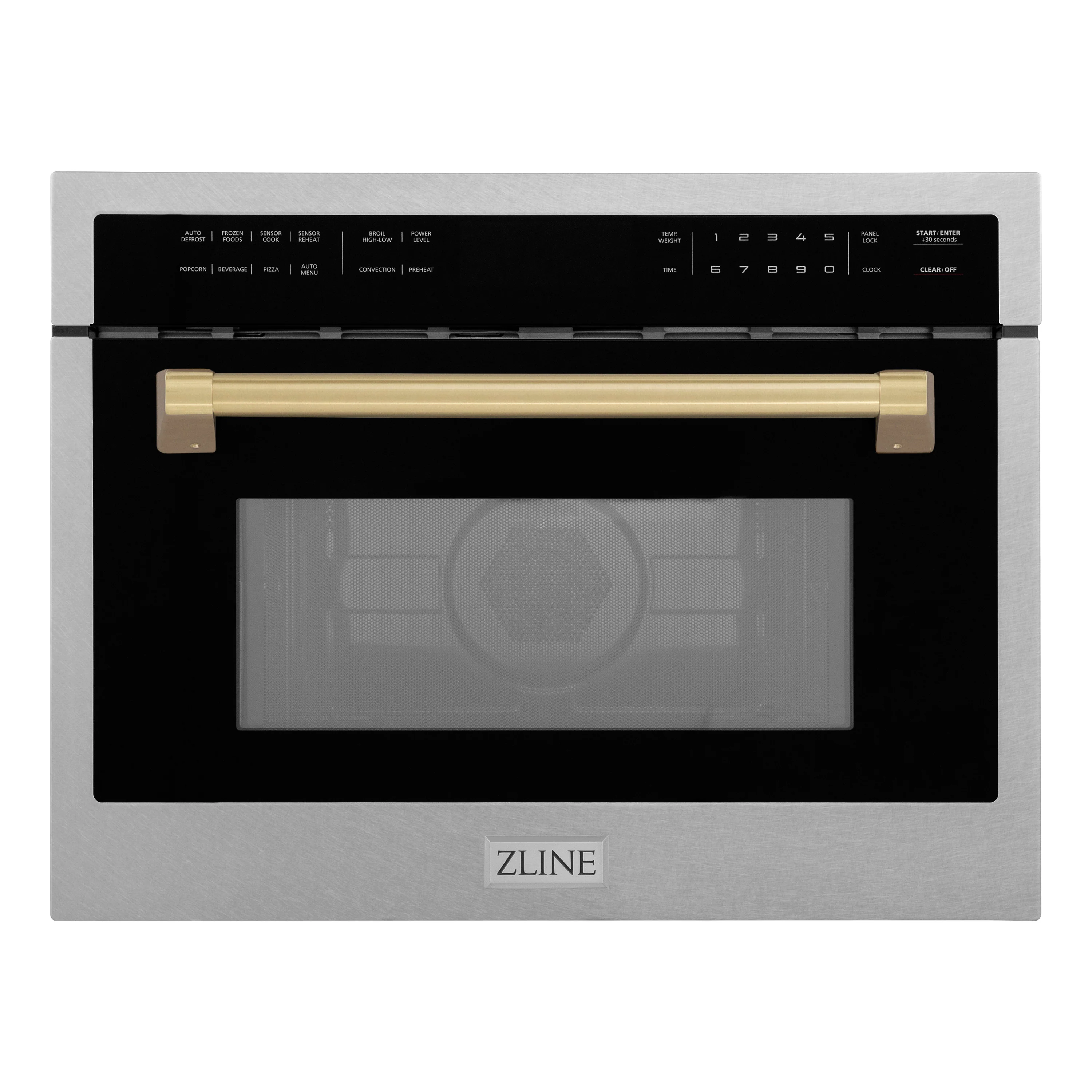 ZLINE Autograph Edition 24 in. 1.6 cu ft. Built-in Convection Microwave Oven in Satin Stainless Steel with Champagne Bronze Accents (MWOZ-24-SS-CB) - Image 3