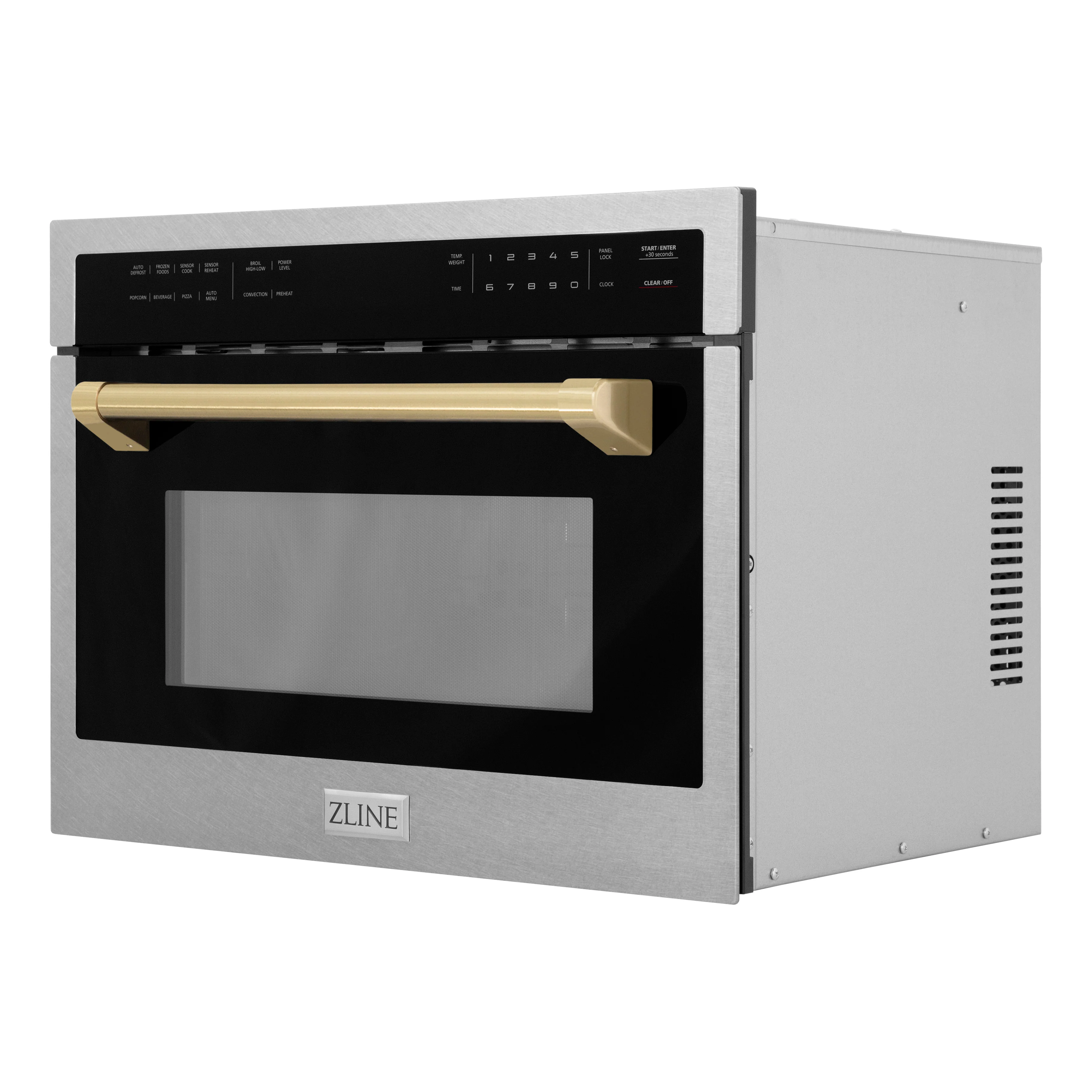 ZLINE Autograph Edition 24 in. 1.6 cu ft. Built-in Convection Microwave Oven in Satin Stainless Steel with Champagne Bronze Accents (MWOZ-24-SS-CB) - Image 4