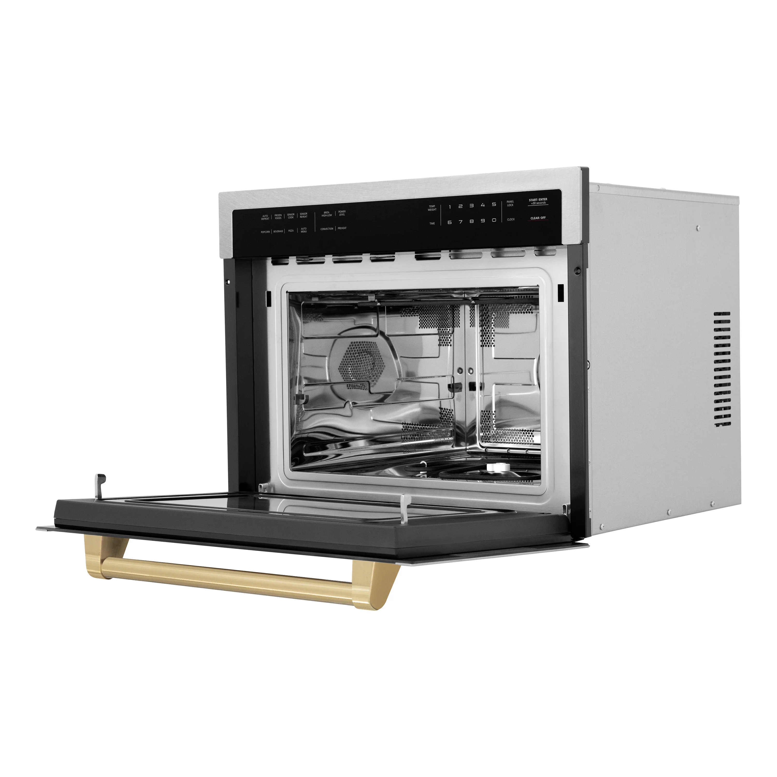 ZLINE Autograph Edition 24 in. 1.6 cu ft. Built-in Convection Microwave Oven in Satin Stainless Steel with Champagne Bronze Accents (MWOZ-24-SS-CB) - Image 5