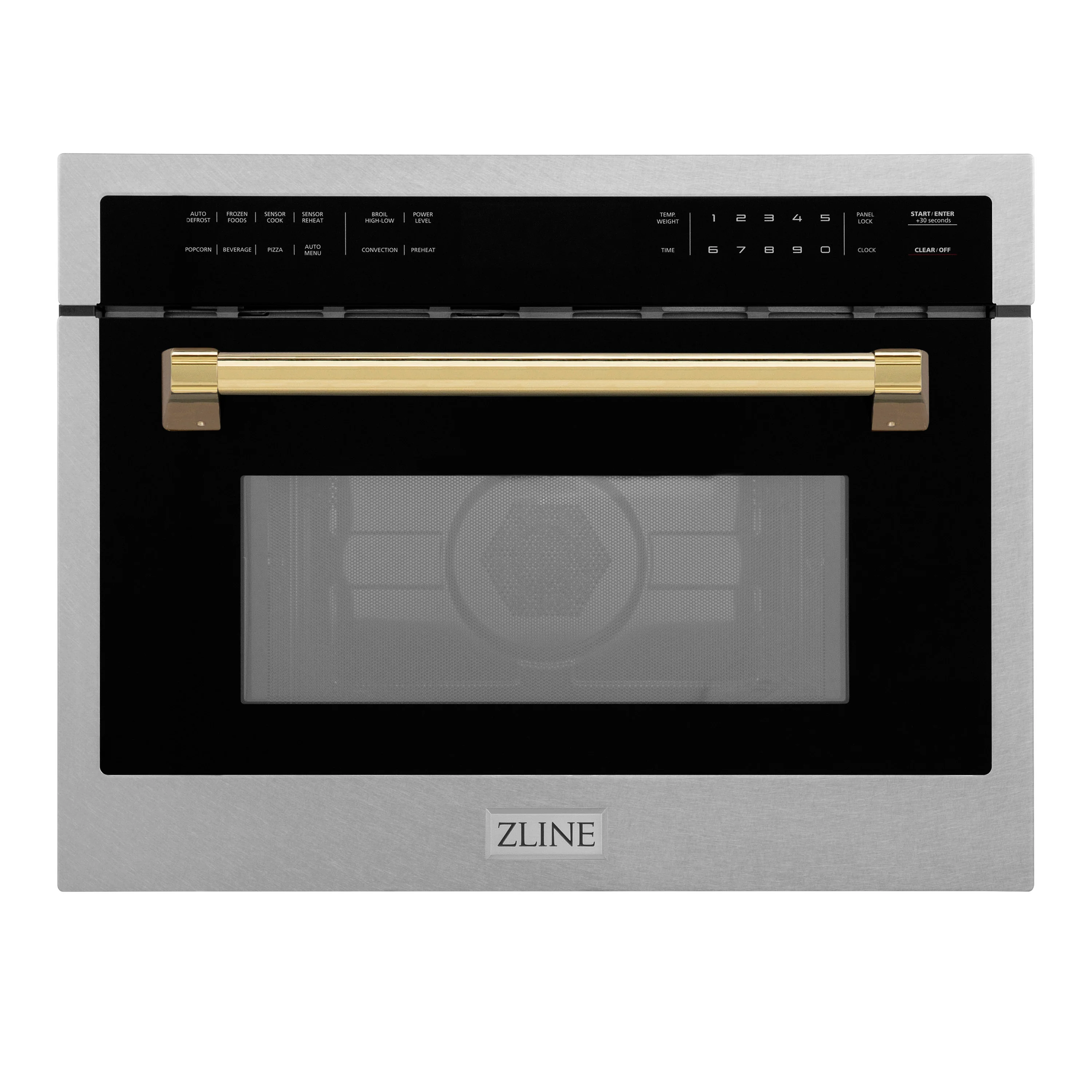 ZLINE Autograph Edition 24 in. 1.6 cu ft. Built-in Convection Microwave Oven in Satin Stainless Steel with Polished Gold Accents (MWOZ-24-SS-G) - Image 3