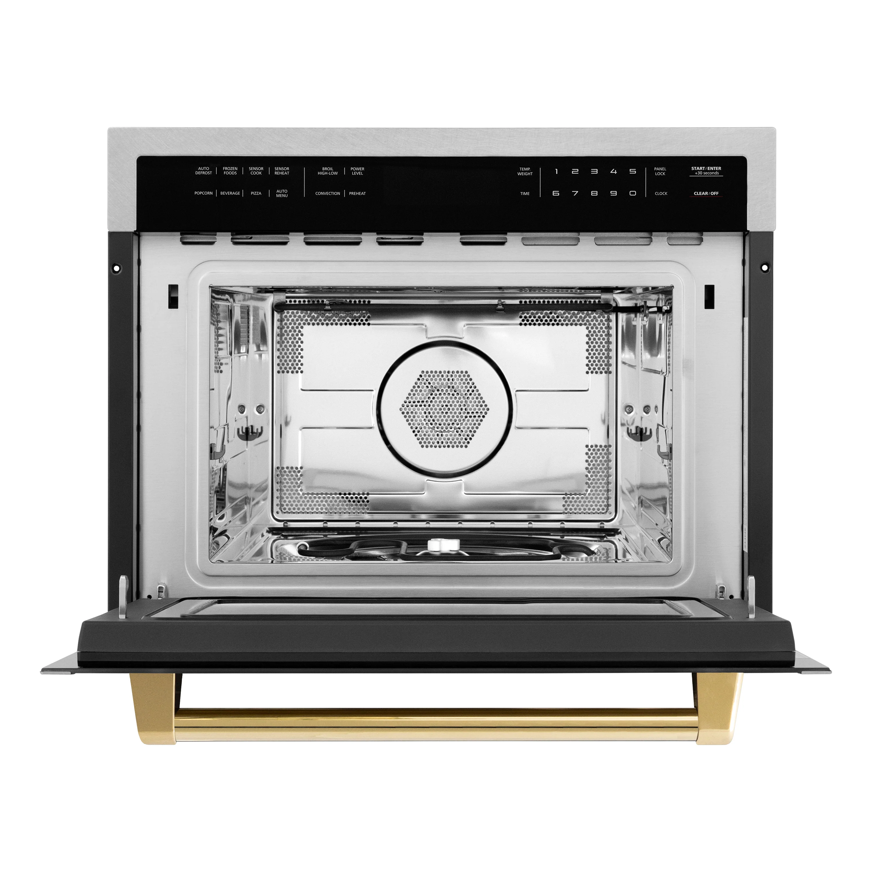 ZLINE Autograph Edition 24 in. 1.6 cu ft. Built-in Convection Microwave Oven in Satin Stainless Steel with Polished Gold Accents (MWOZ-24-SS-G) - Image 4