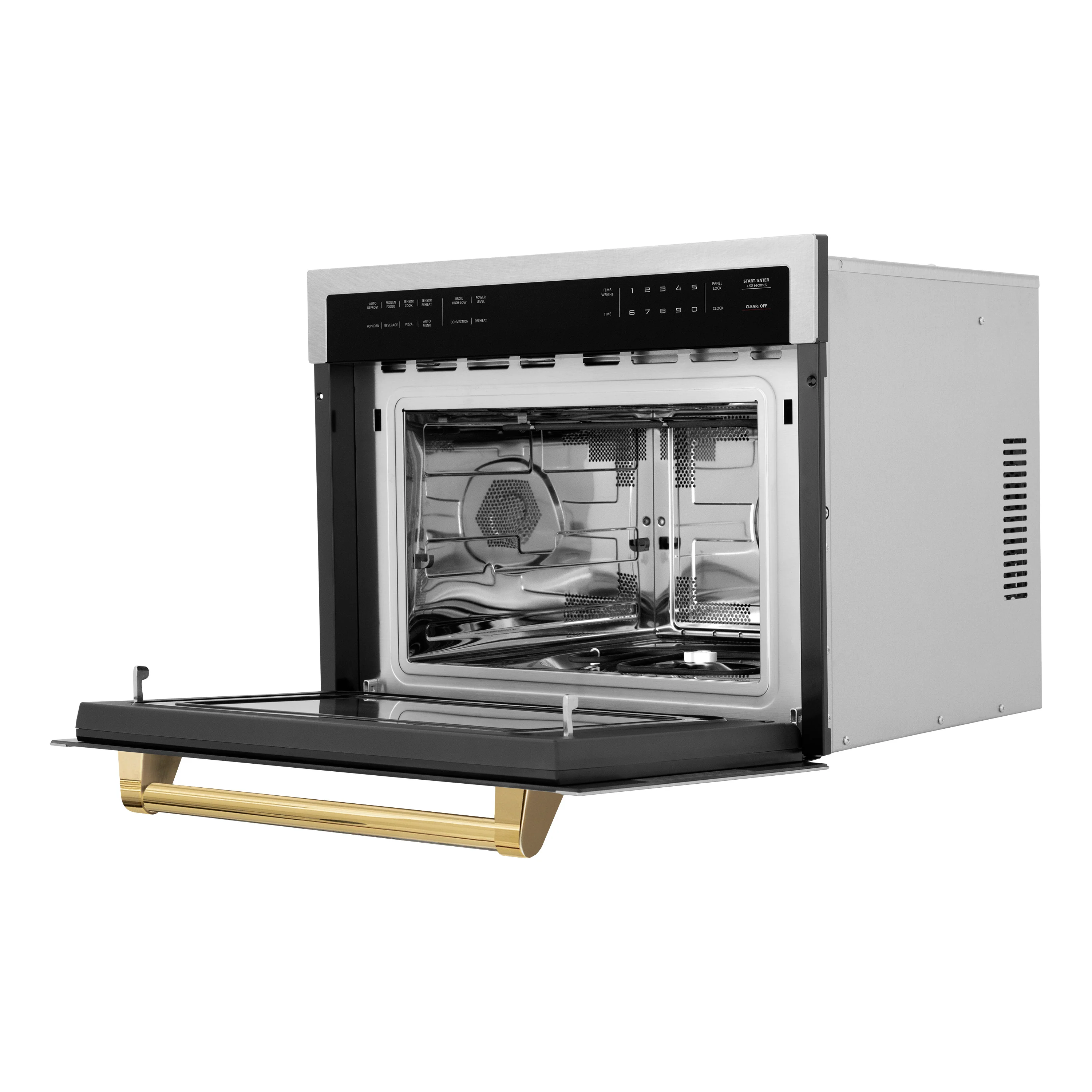 ZLINE Autograph Edition 24 in. 1.6 cu ft. Built-in Convection Microwave Oven in Satin Stainless Steel with Polished Gold Accents (MWOZ-24-SS-G) - Image 7