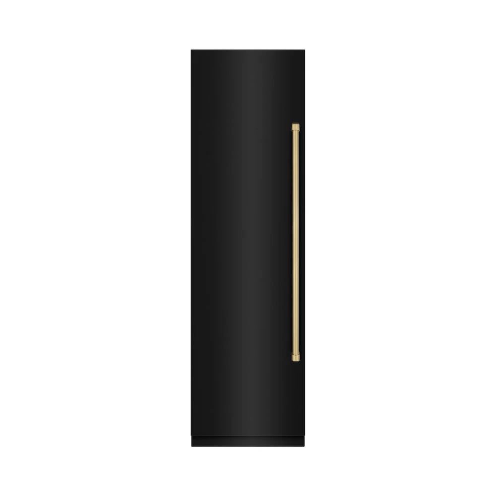 ZLINE Autograph Edition 24 in. 12.4 cu. ft. Column Freezer in Black Stainless Steel with Graphite Gray Interior and Champagne Bronze Accents (RCFVZ-BS-24-CB) - Image 2