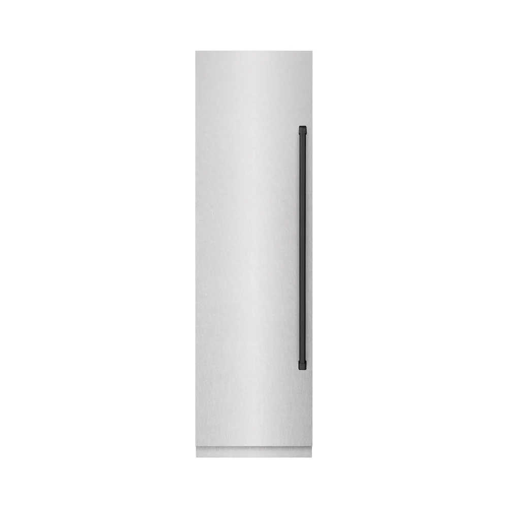 ZLINE Autograph Edition 24 in. 12.4 cu. ft. Column Freezer in Satin Stainless Steel with Graphite Gray Interior and Matte Black Accents (RCFVZ-SN-24-MB) - Image 2