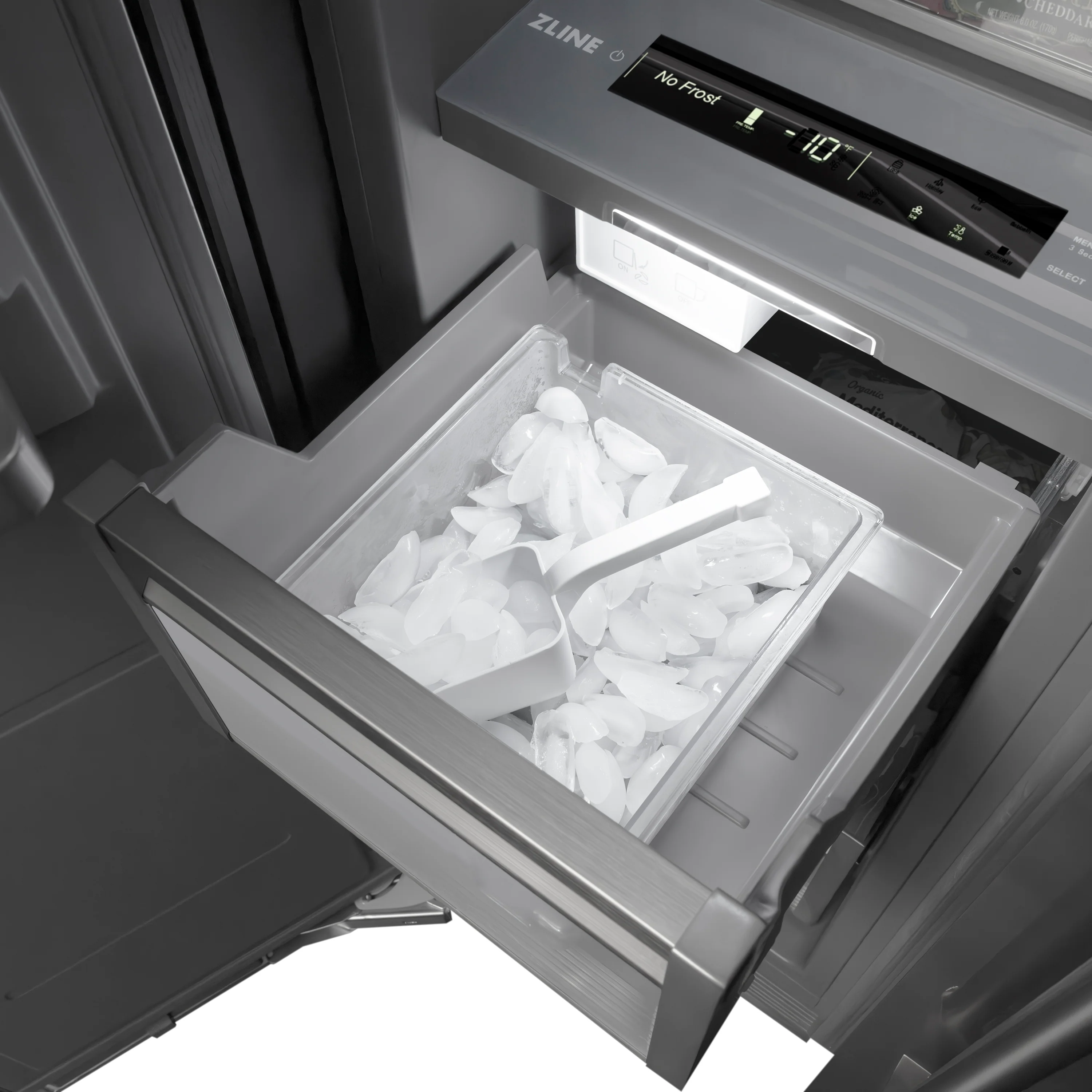 ZLINE Autograph Edition 24 in. 12.4 cu. ft. Column Freezer in Satin Stainless Steel with Graphite Gray Interior and Polished Gold Accents (RCFVZ-SN-24-G) - Image 12