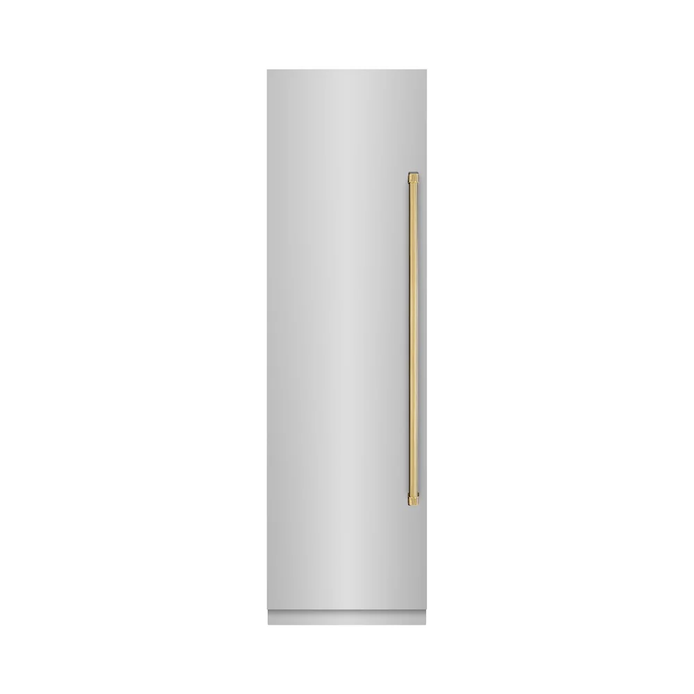 ZLINE Autograph Edition 24 in. 12.4 cu. ft. Column Freezer in Stainless Steel with Graphite Gray Interior and Polished Gold Accents (RCFVZ-304-24-G) - Image 2