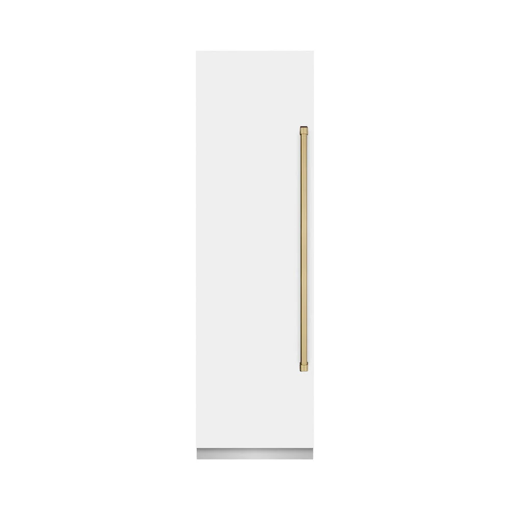 ZLINE Autograph Edition 24 in. 12.4 cu. ft. Column Freezer in White Matte with Graphite Gray Interior and Champagne Bronze Accents (RCFVZ-WM-24-CB) - Image 2