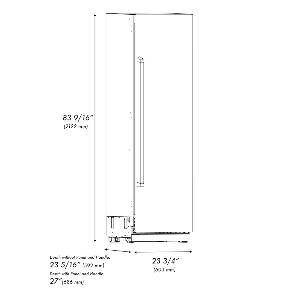 ZLINE Autograph Edition 24 in. 12.4 cu. ft. Column Freezer in White Matte with Graphite Gray Interior and Matte Black Accents (RCFVZ-WM-24-MB) - Image 11