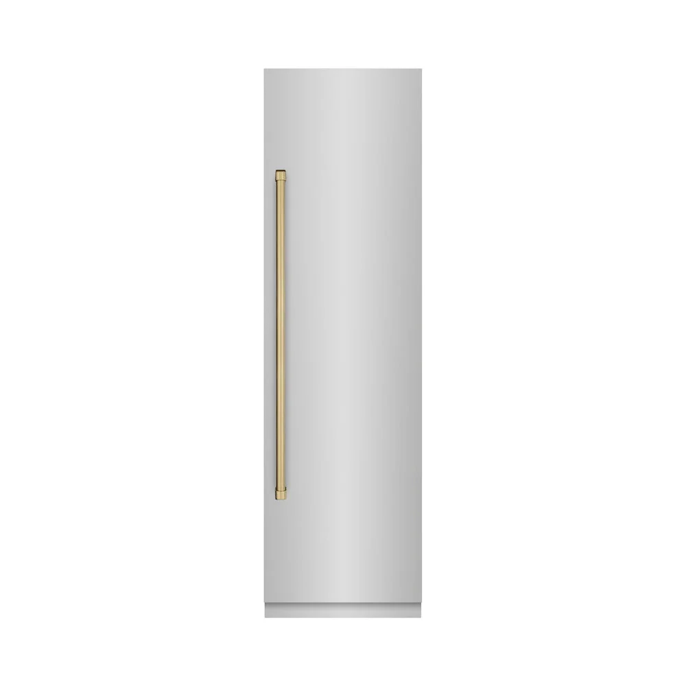 ZLINE Autograph Edition 24 in. 12.5 cu. ft. Column Refrigerator in Stainless Steel with Graphite Gray Interior and Champagne Bronze Accents (RCRVZ-30424-CB) - Image 2