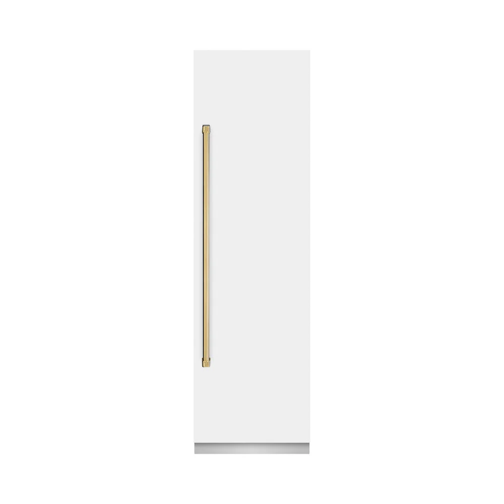 ZLINE Autograph Edition 24 in. 12.5 cu. ft. Column Refrigerator in White Matte with Graphite Gray Interior and Polished Gold Accents (RCRVZ-WM-24-G) - Image 2