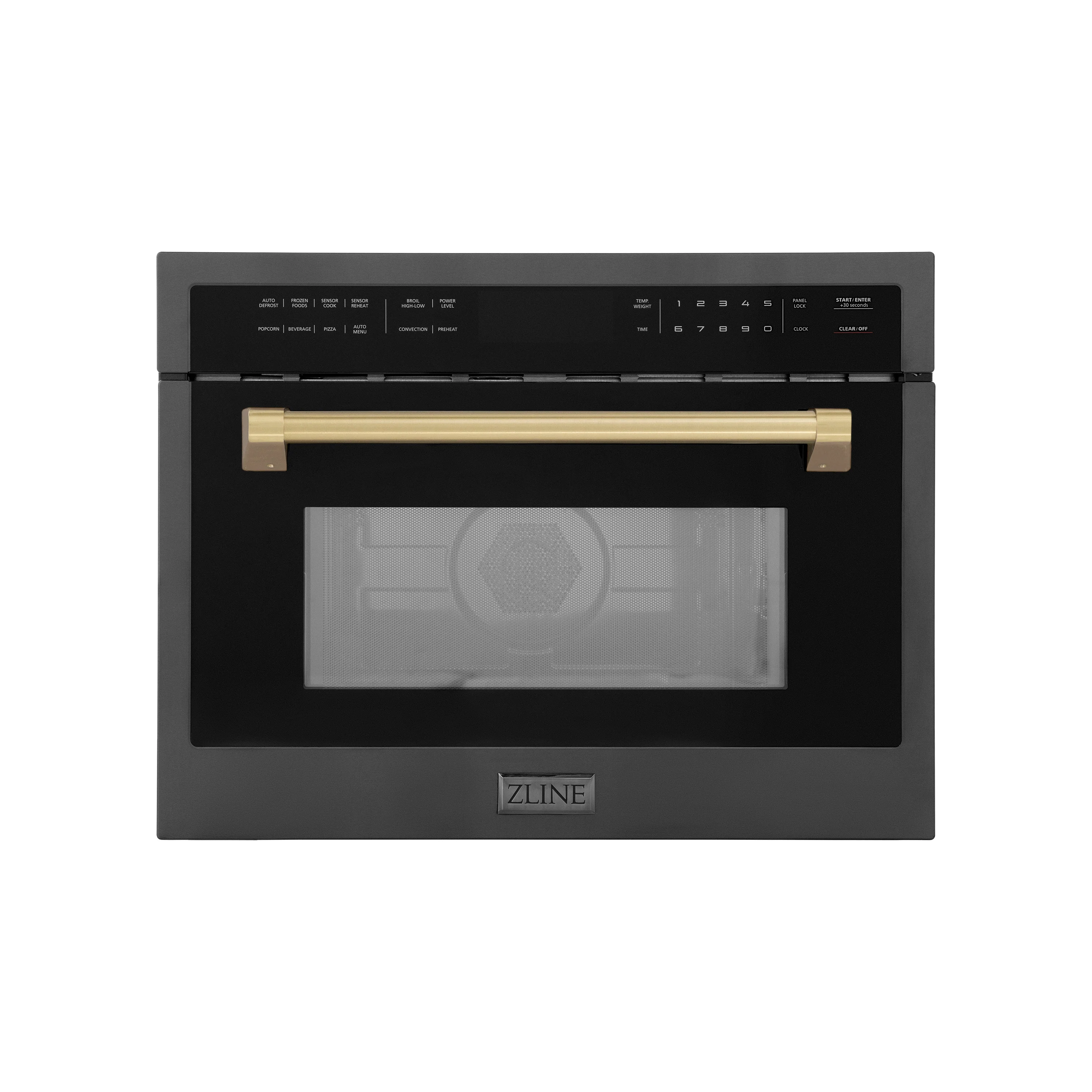 ZLINE Autograph Edition 24" 1.6 cu ft. Built-in Convection Microwave Oven in Black Stainless Steel and Champagne Bronze Accents (MWOZ-24-BS-CB) - Image 3