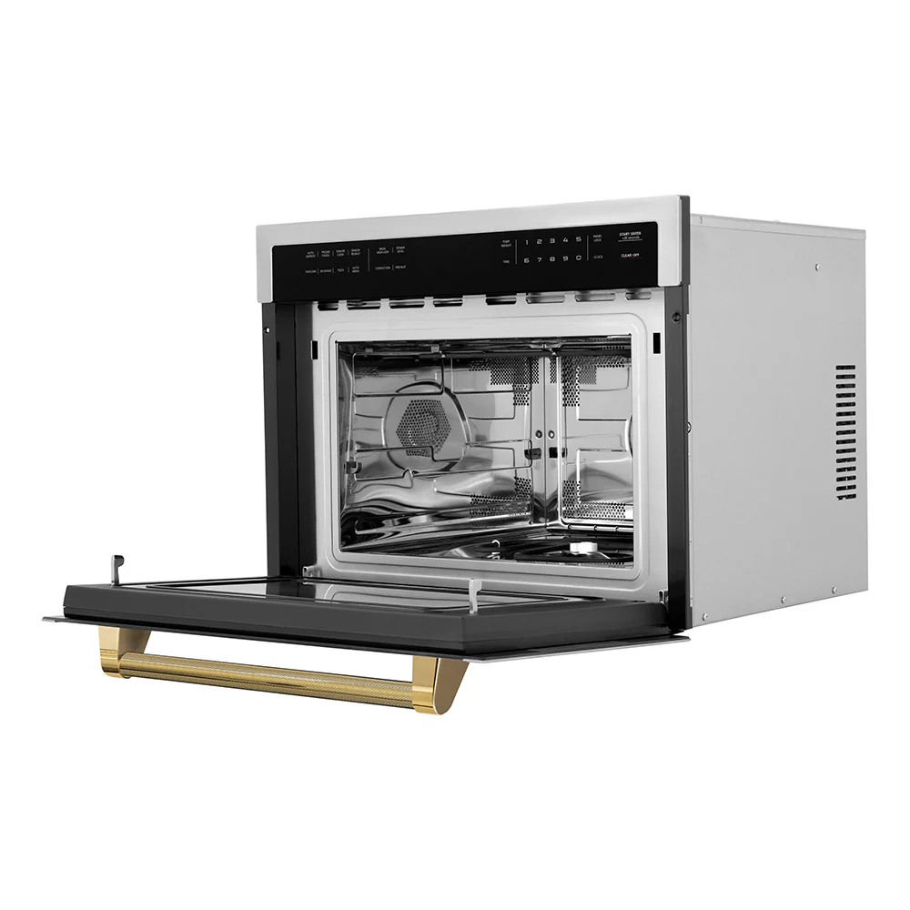 ZLINE Autograph Edition 24 in. 1.6 cu ft. Built-in Convection Microwave Oven in Stainless Steel and Polished Gold Helix Handle (MWOZ-24-KG) - Image 4