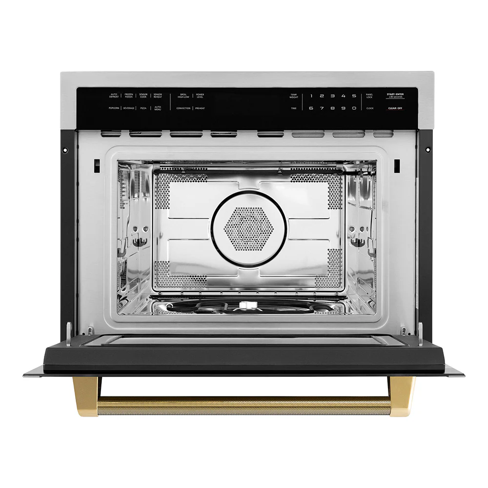 ZLINE Autograph Edition 24 in. 1.6 cu ft. Built-in Convection Microwave Oven in Stainless Steel and Polished Gold Helix Handle (MWOZ-24-KG) - Image 5