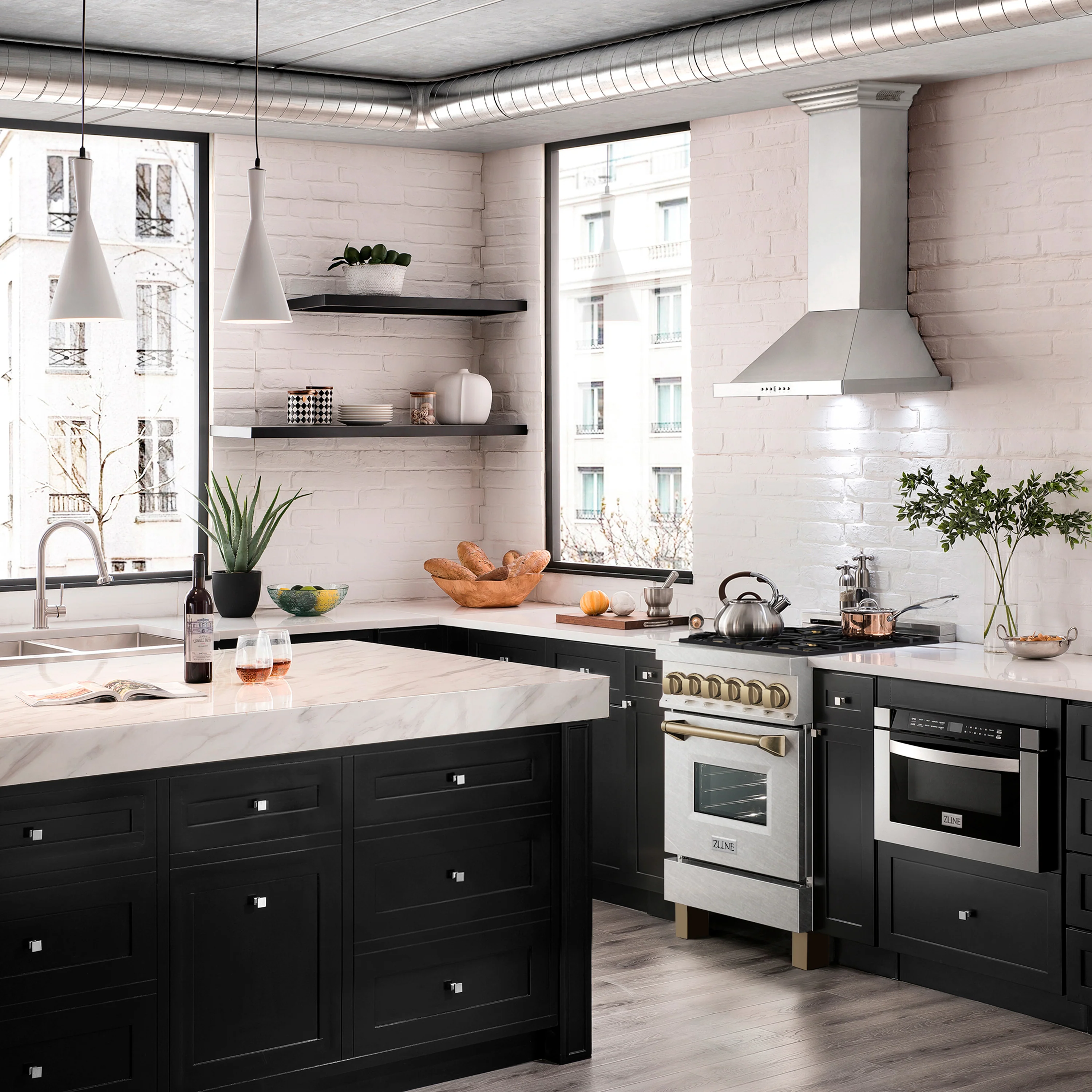 ZLINE Autograph Edition 24 in. 2.8 cu. ft. Legacy Dual Fuel Range with 4 Burner Gas Cooktop and Electric Convection Oven in Satin Stainless Steel and Champagne Bronze Accents (RASZ-SN-24-CB) - Image 4