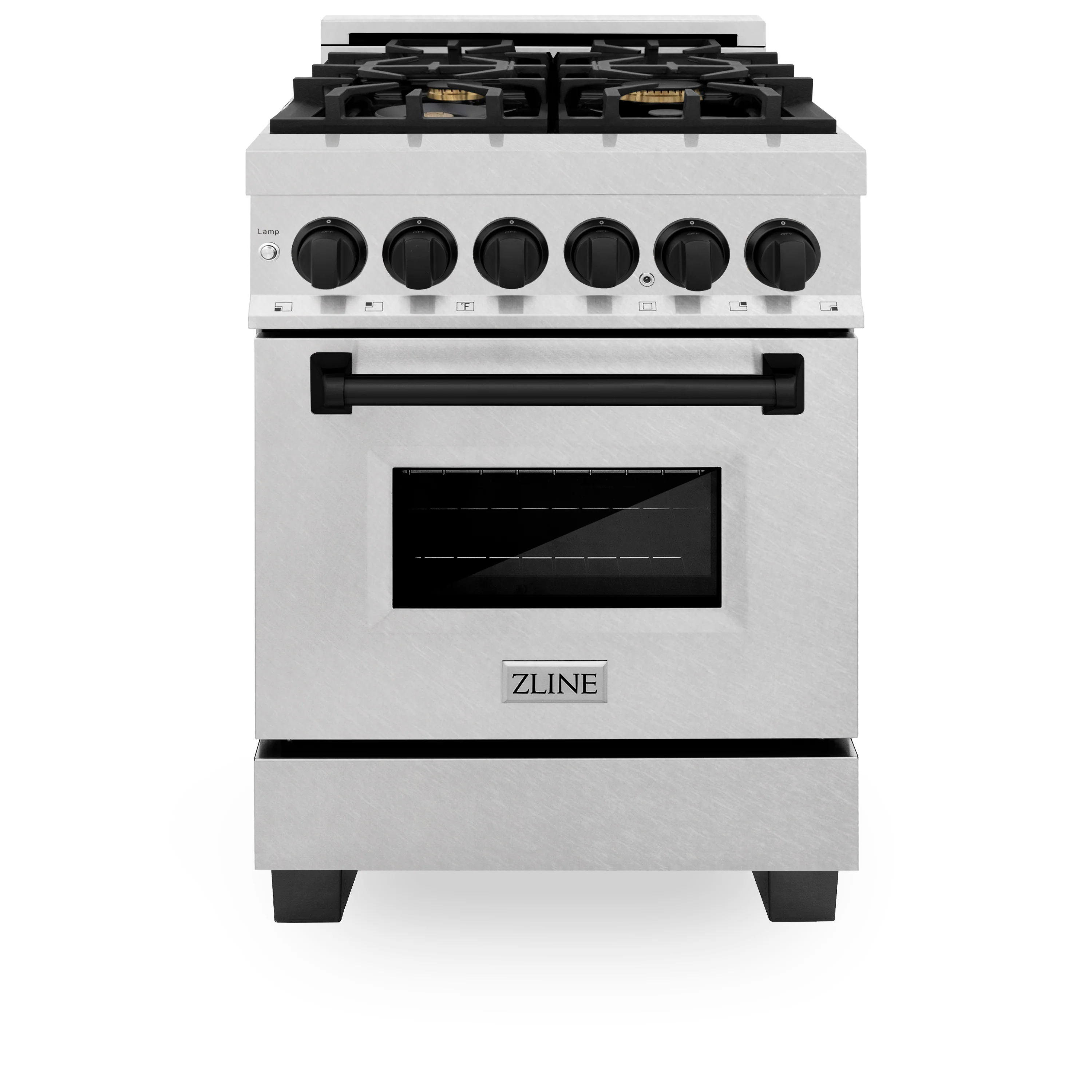 ZLINE Autograph Edition 24 in. 2.8 cu. ft. Legacy Dual Fuel Range with 4 Burner Gas Cooktop and Electric Convection Oven in Satin Stainless Steel and Matte Black Accents (RASZ-SN-24-MB) - Image 6