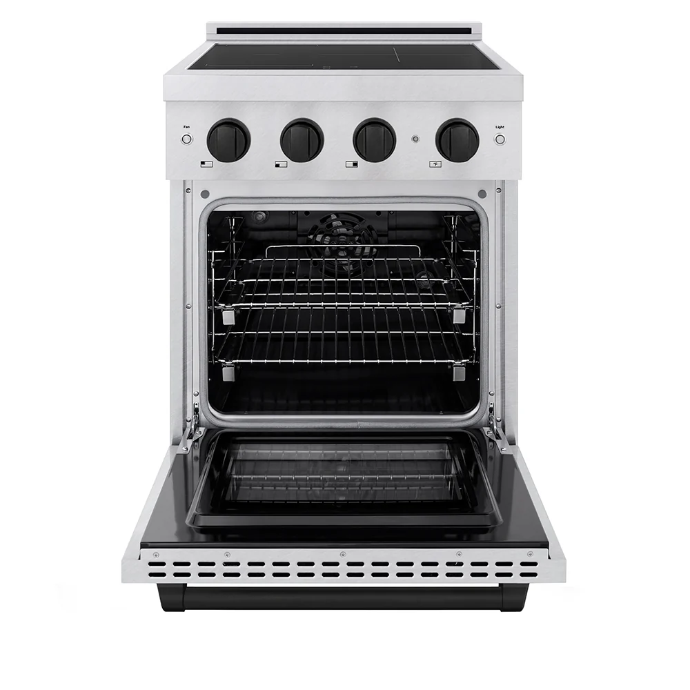 ZLINE Autograph Edition 24 in. 3.2 cu. ft. Paramount Induction Range with 3 Element Cooktop and Electric Convection Oven in Satin Stainless Steel with Matte Black Accents (SINRSZ-24-MB) - Image 3