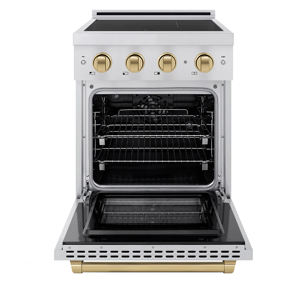 ZLINE Autograph Edition 24 in. 3.2 cu. ft. Paramount Induction Range with 3 Element Cooktop and Electric Convection Oven in Stainless Steel with Champagne Bronze Accents (SINRZ-24-CB) - Image 3