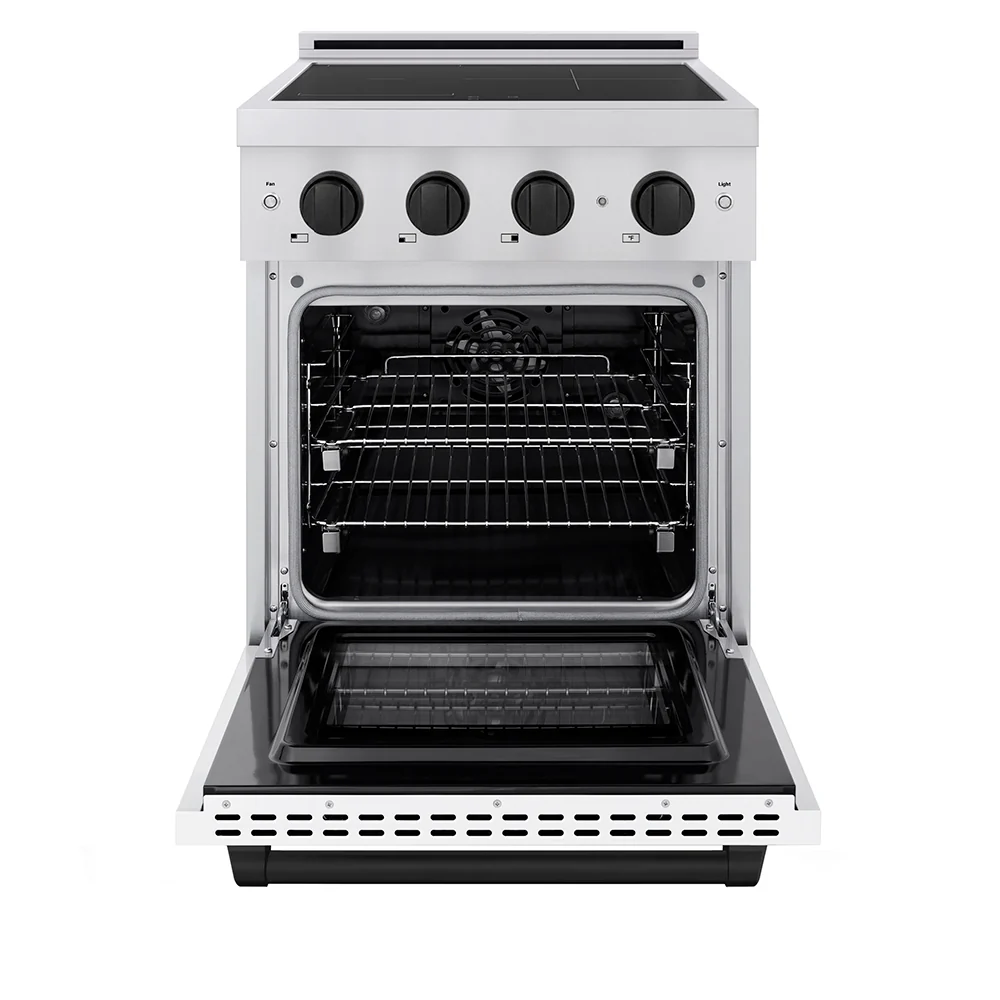 ZLINE Autograph Edition 24 in. 3.2 cu. ft. Paramount Induction Range with 3 Element Cooktop and Electric Convection Oven in Stainless Steel with White Matte Door and Matte Black Accents (SINRZ-WM-24-MB) - Image 3