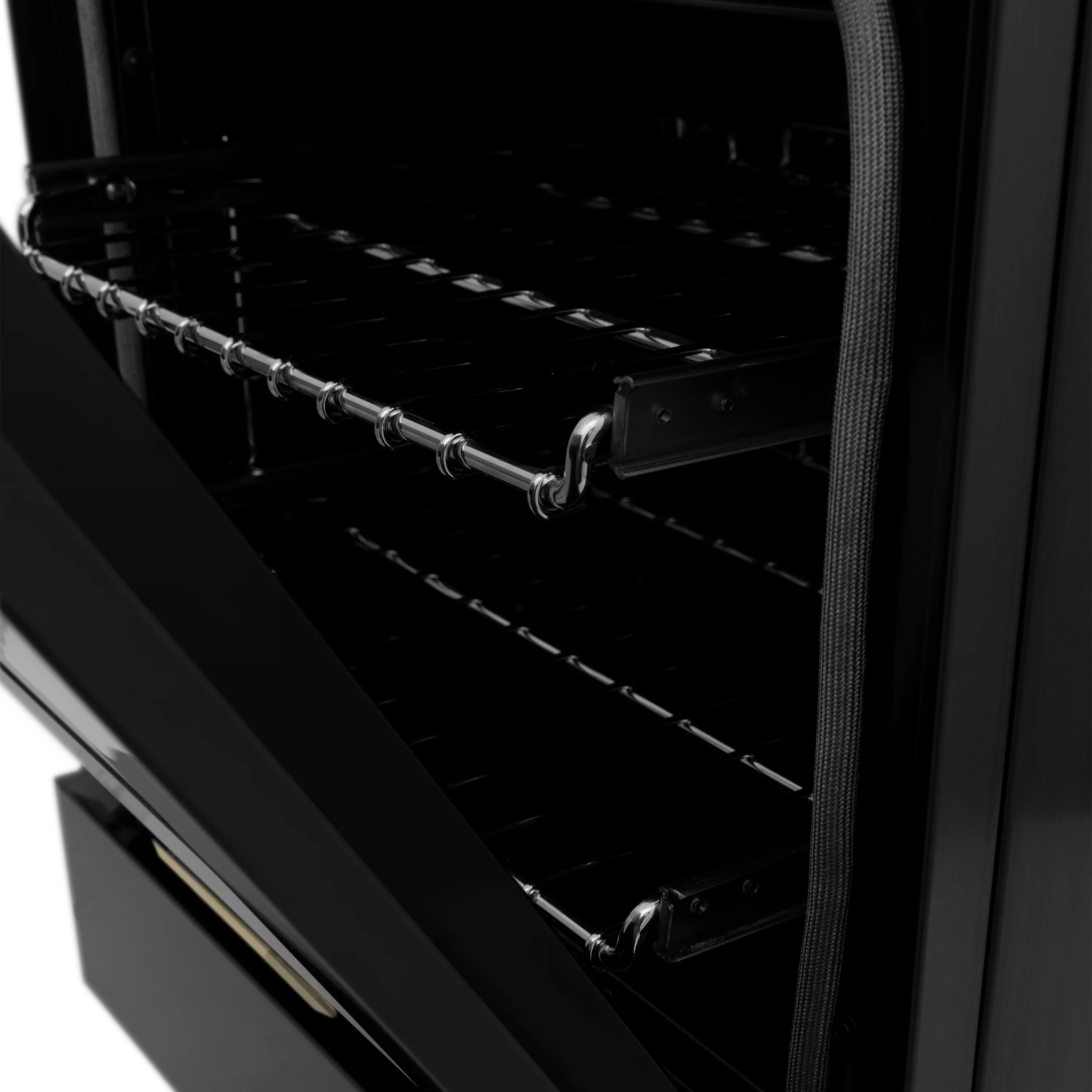 ZLINE Autograph Edition 24 in. 2.8 cu. ft. Legacy Dual Fuel Range with 4 Burner Gas Cooktop and Electric Convection Oven in Black Stainless Steel and Champagne Bronze Accents (RABZ-24-CB) - Image 13
