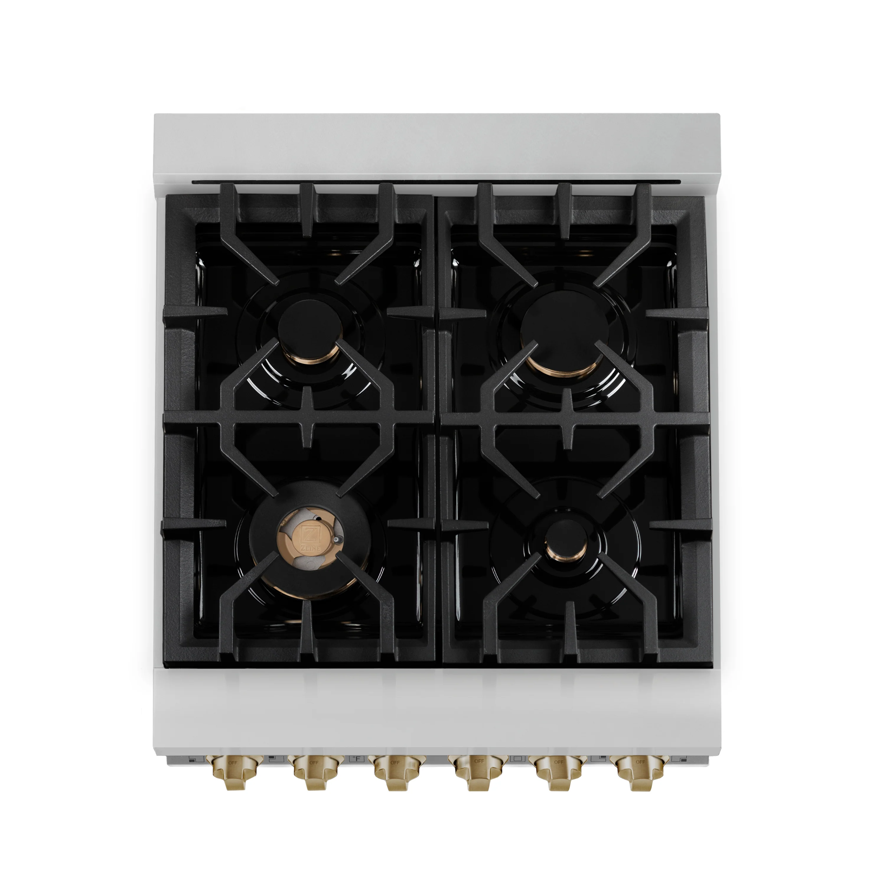 ZLINE Autograph Edition 24 in. 2.8 cu. ft. Legacy Dual Fuel Range with 4 Burner Gas Cooktop and Electric Convection Oven in Stainless Steel and Champagne Bronze Accents (RAZ-24-CB) - Image 8
