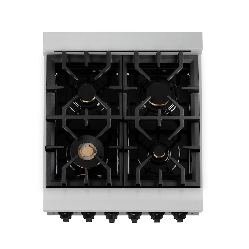 ZLINE Autograph Edition 24 in. 2.8 cu. ft. Legacy Dual Fuel Range with 4 Burner Gas Cooktop and Electric Convection Oven in Stainless Steel and Matte Black Accents (RAZ-24-MB) - Image 12