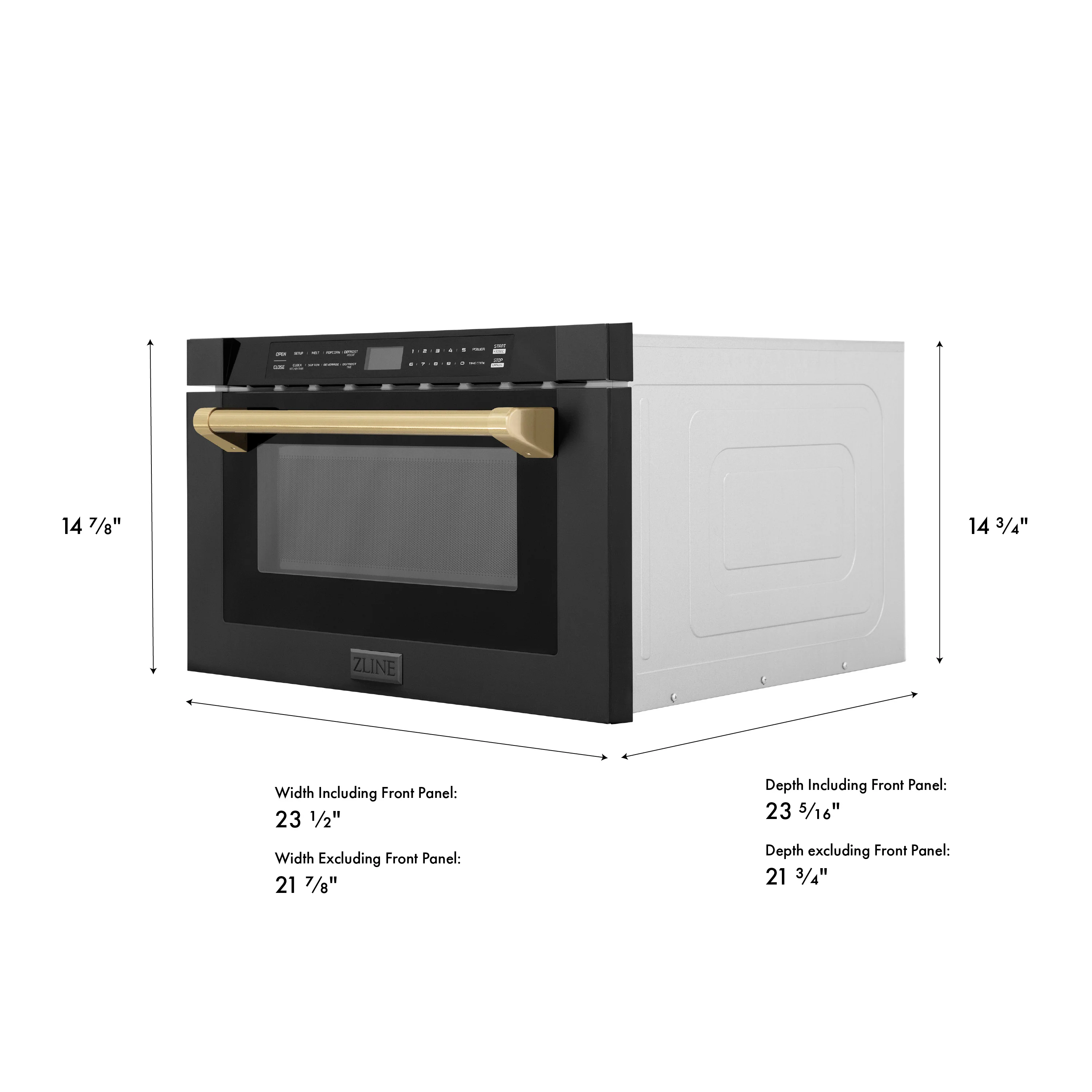 ZLINE Autograph Edition 24 in. 1.2 cu. ft. Built-in Microwave Drawer in Black Stainless Steel and Champagne Bronze Accents (MWDZ-1-BS-H-CB) - Image 10