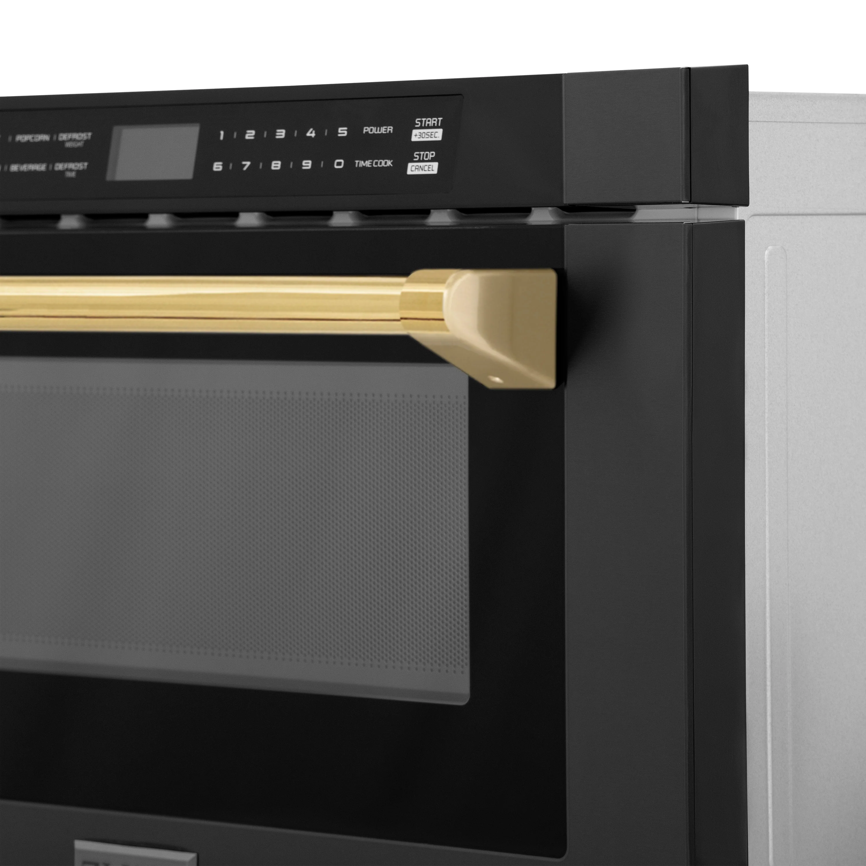ZLINE Autograph Edition 24" 1.2 cu. ft. Built-in Microwave Drawer in Black Stainless Steel and Polished Gold Accents (MWDZ-1-BS-H-G) - Image 3