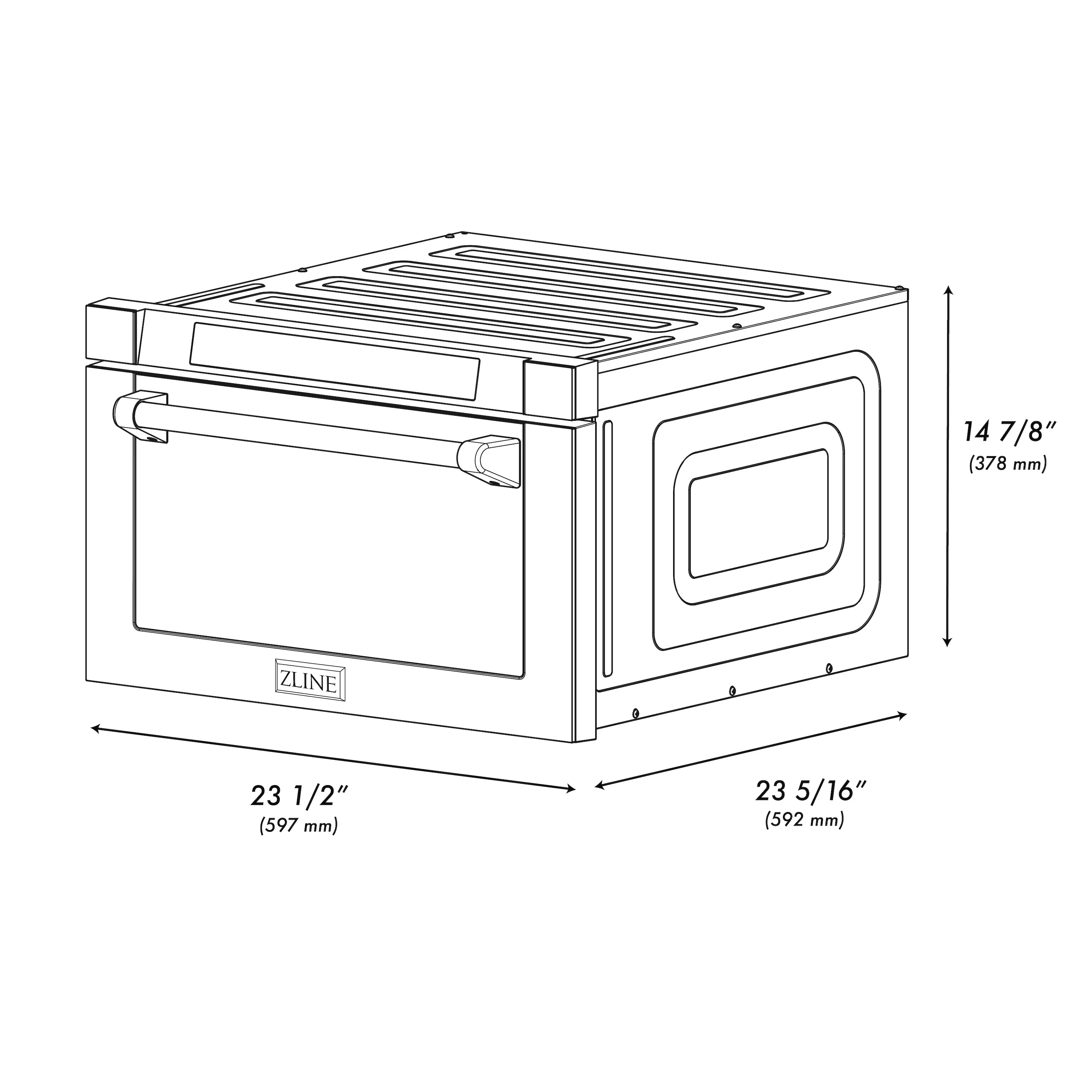 ZLINE Autograph Edition 24" 1.2 cu. ft. Built-in Microwave Drawer in Black Stainless Steel and Polished Gold Accents (MWDZ-1-BS-H-G) - Image 7