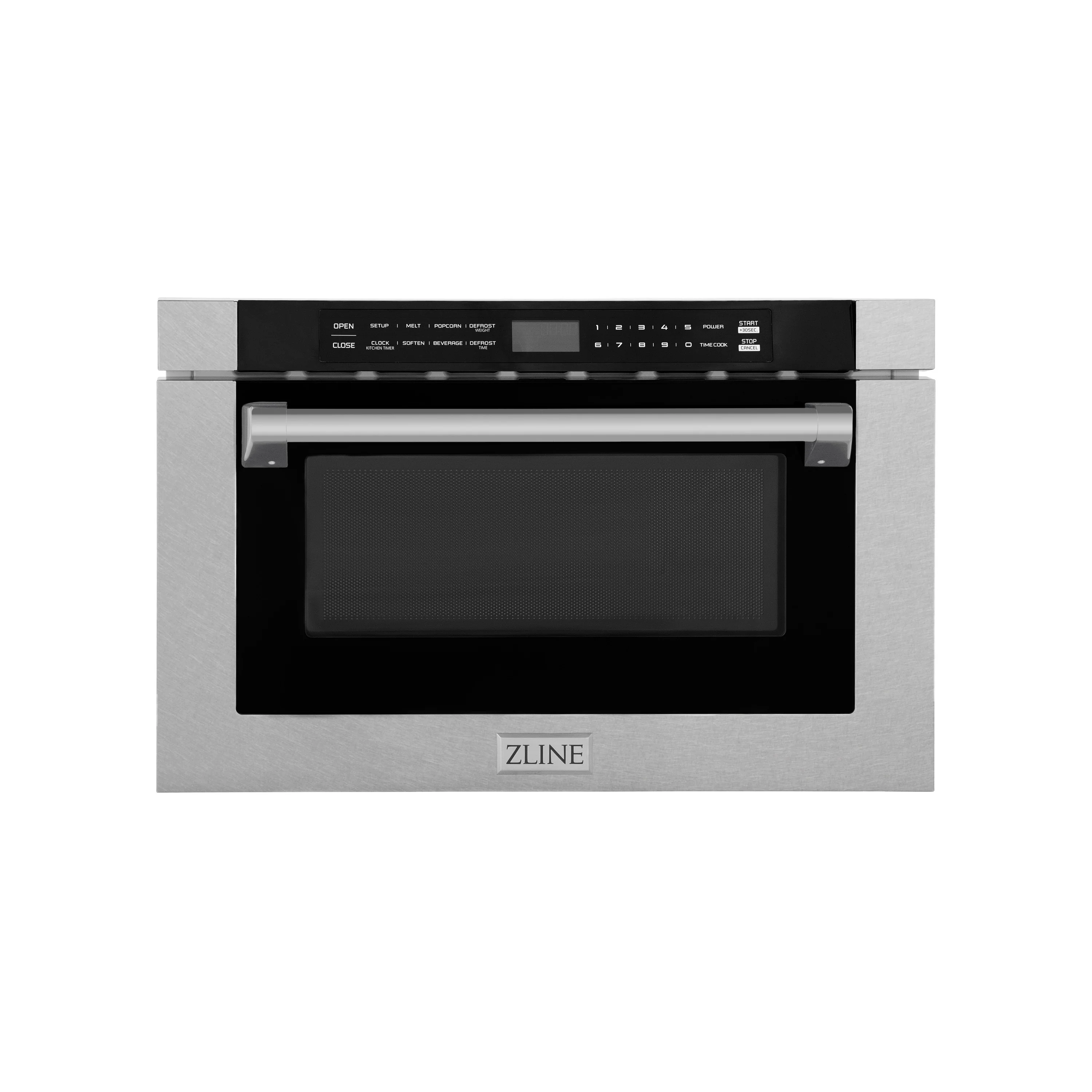 ZLINE Autograph Edition 24 in. 1.2 cu. ft. Built-in Microwave Drawer with a Traditional Handle in Satin Stainless Steel and Champagne Bronze Accents (MWDZ-1-SS-H-CB) - Image 3