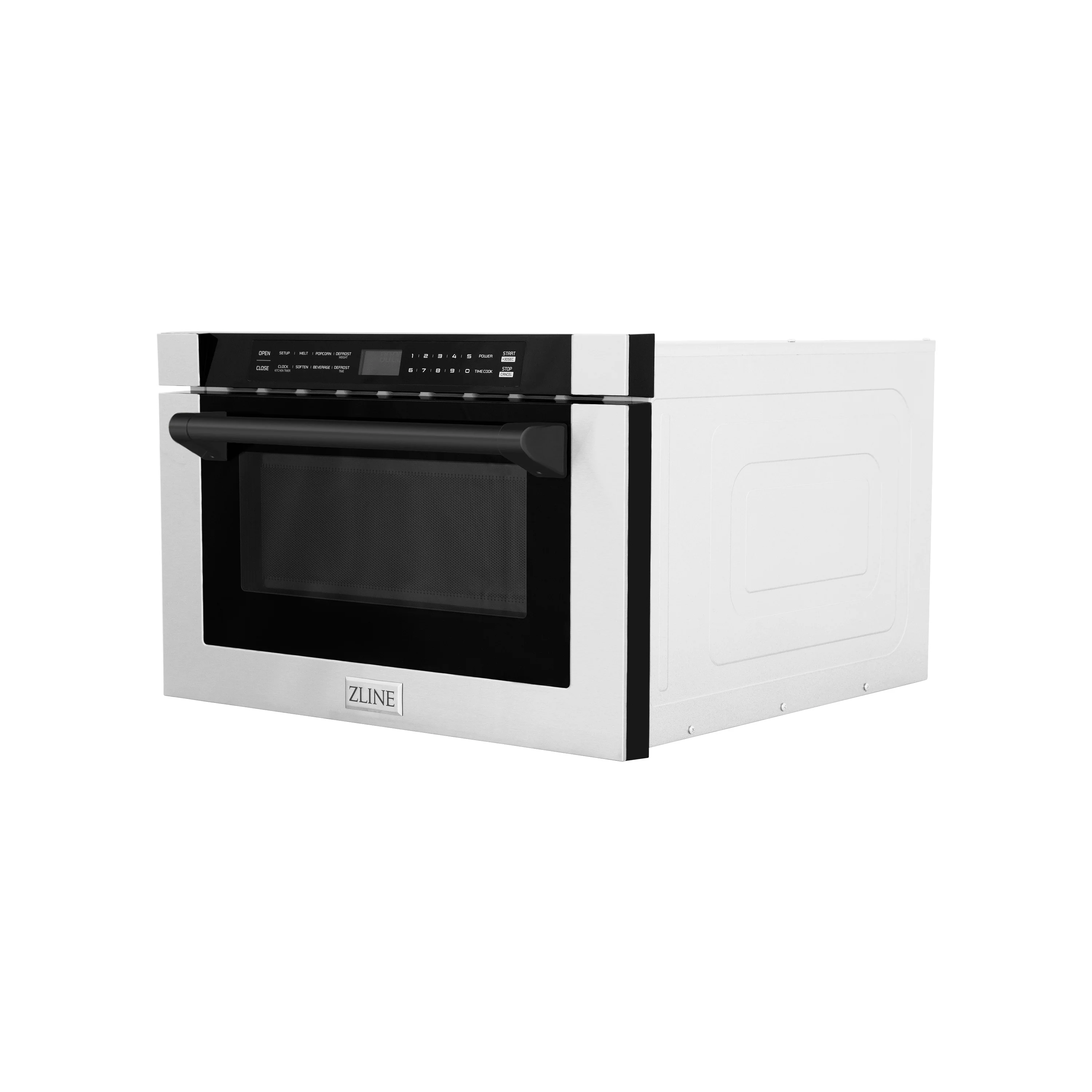 ZLINE Autograph Edition 24" 1.2 cu. ft. Built-in Microwave Drawer with a Traditional Handle in Stainless Steel and Matte Black Accents (MWDZ-1-H-MB) - Image 3