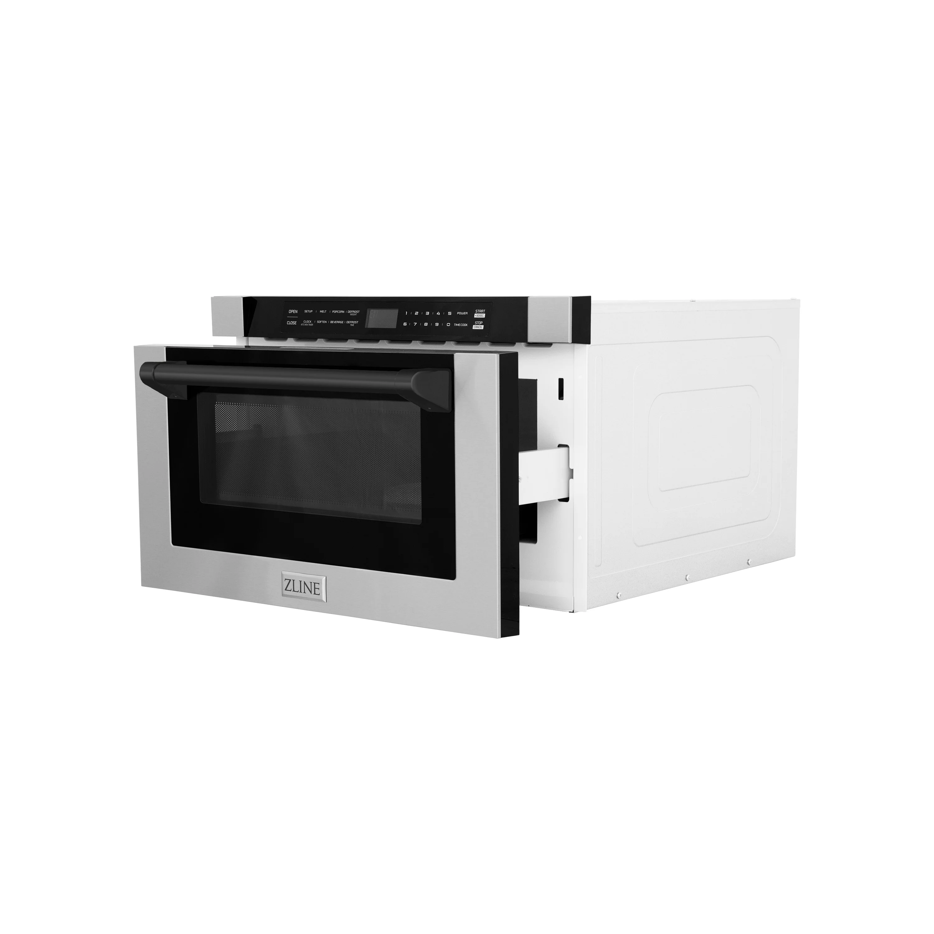 ZLINE Autograph Edition 24" 1.2 cu. ft. Built-in Microwave Drawer with a Traditional Handle in Stainless Steel and Matte Black Accents (MWDZ-1-H-MB) - Image 4