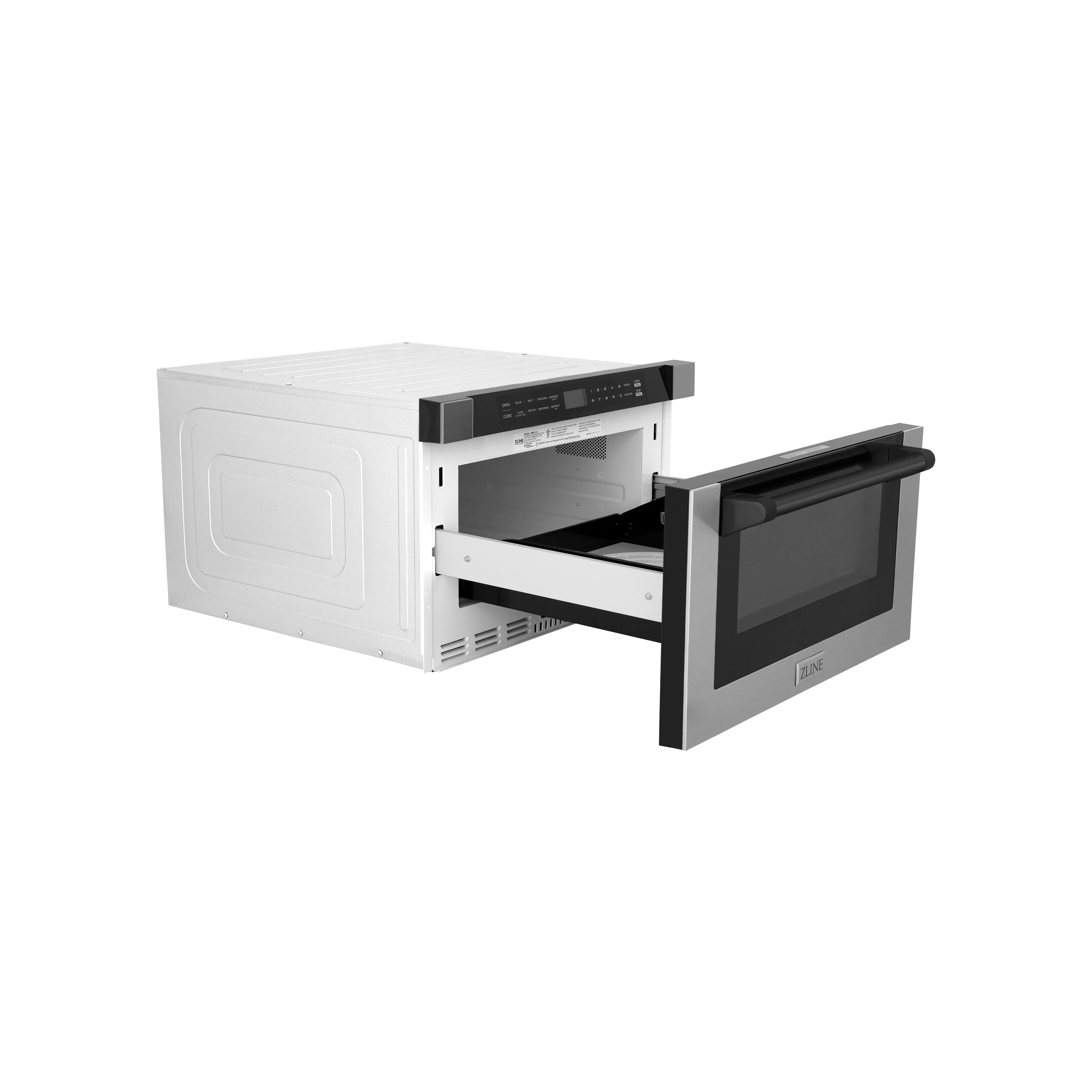 ZLINE Autograph Edition 24" 1.2 cu. ft. Built-in Microwave Drawer with a Traditional Handle in Stainless Steel and Matte Black Accents (MWDZ-1-H-MB) - Image 5