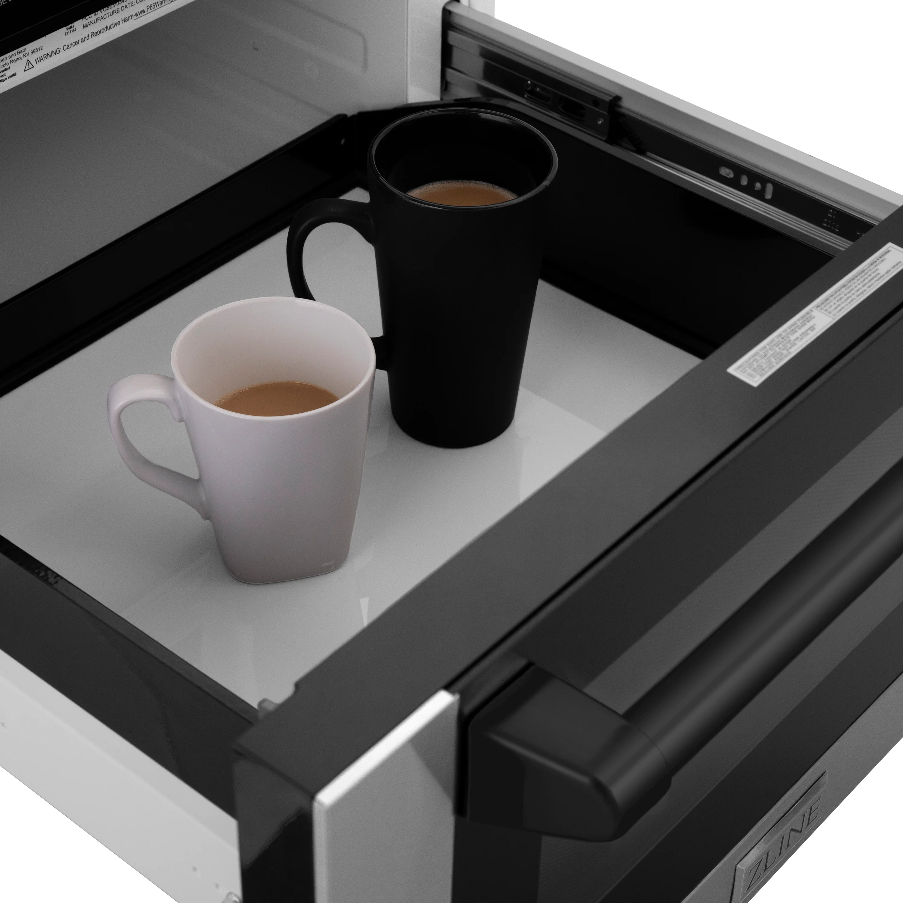 ZLINE Autograph Edition 24" 1.2 cu. ft. Built-in Microwave Drawer with a Traditional Handle in Stainless Steel and Matte Black Accents (MWDZ-1-H-MB) - Image 6