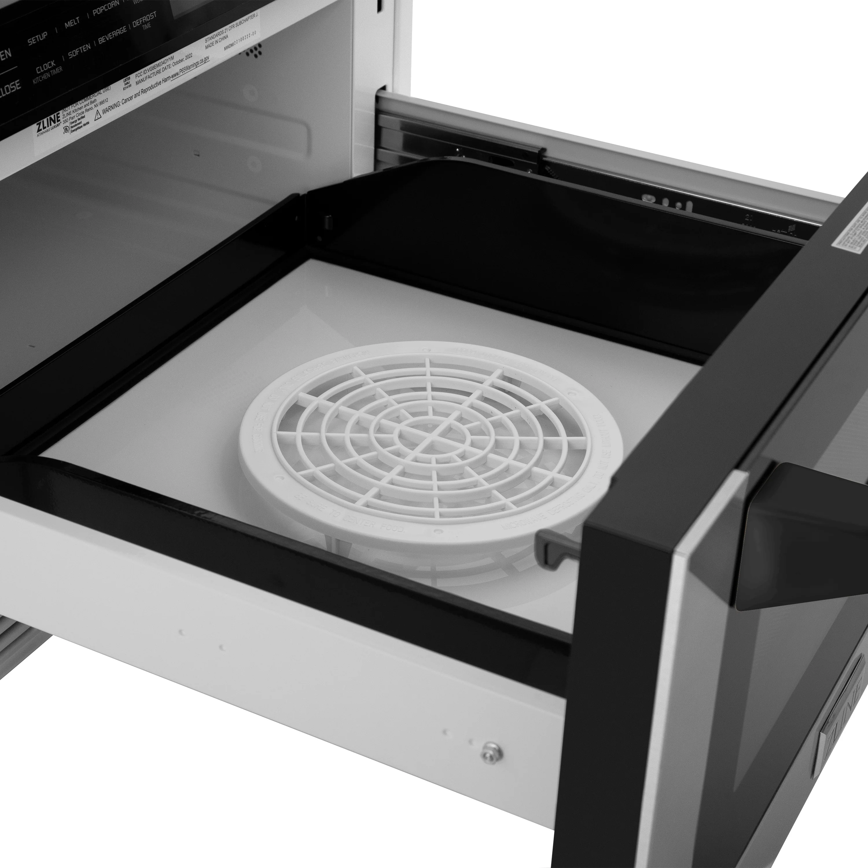 ZLINE Autograph Edition 24" 1.2 cu. ft. Built-in Microwave Drawer with a Traditional Handle in Stainless Steel and Matte Black Accents (MWDZ-1-H-MB) - Image 7