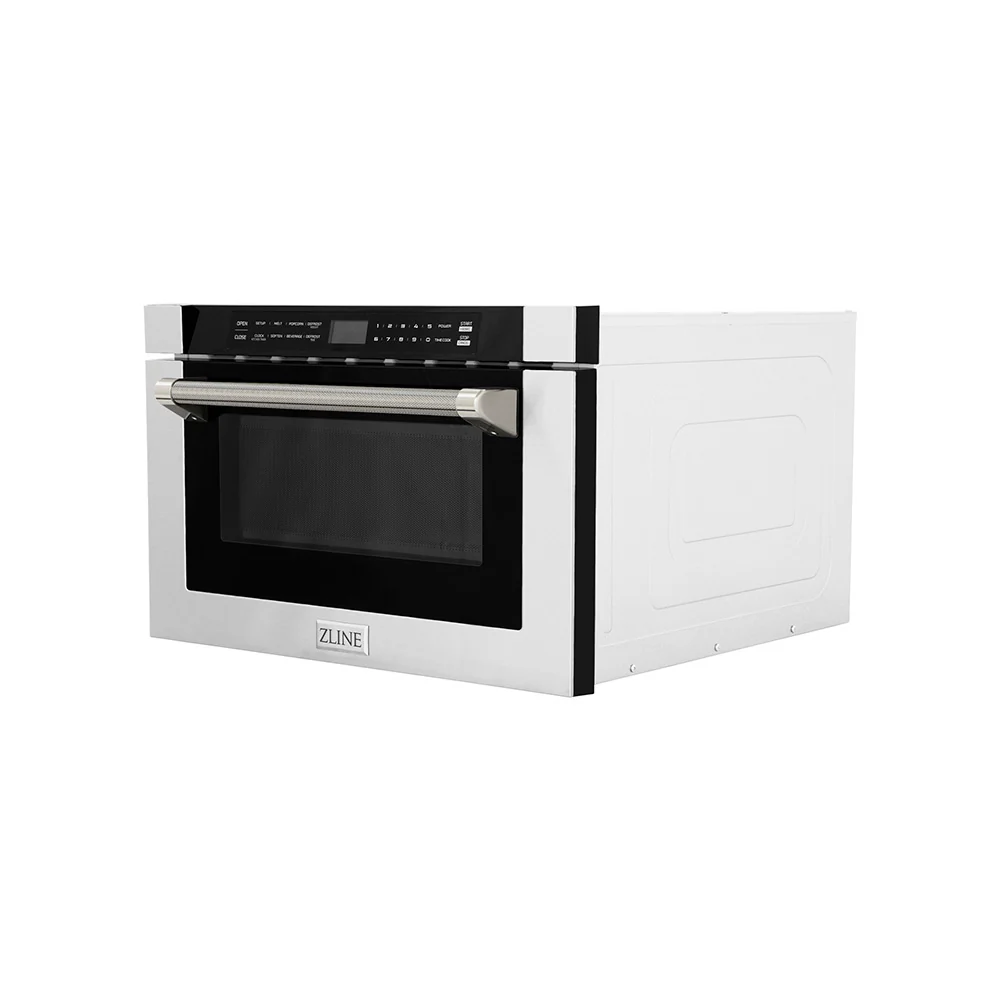 ZLINE Autograph Edition 24 in. 1.2 cu. ft. Built-in Microwave Drawer in Stainless Steel and Polished Nickel Helix Handle (MWDZ-1-H-KPN) - Image 3