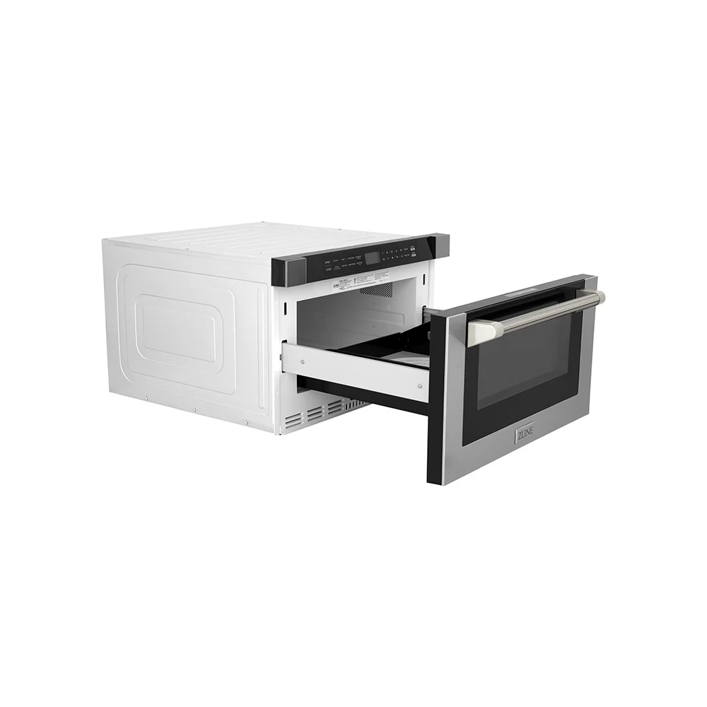 ZLINE Autograph Edition 24 in. 1.2 cu. ft. Built-in Microwave Drawer in Stainless Steel and Polished Nickel Helix Handle (MWDZ-1-H-KPN) - Image 5