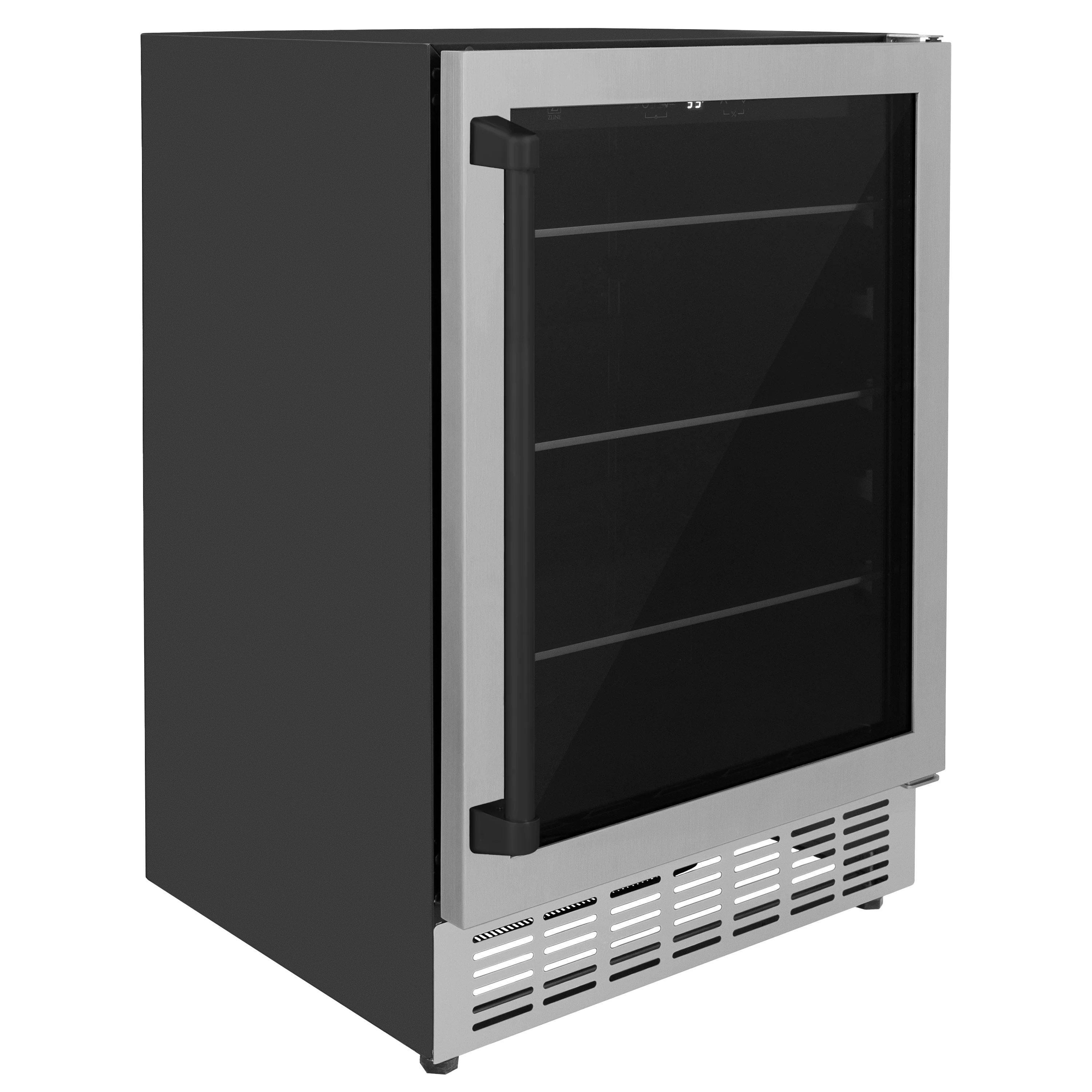 ZLINE 24" Autograph Edition 154 Can Beverage Cooler Fridge with Adjustable Shelves in Stainless Steel with Matte Black Accents (RBVZ-US-24-MB) - Image 3