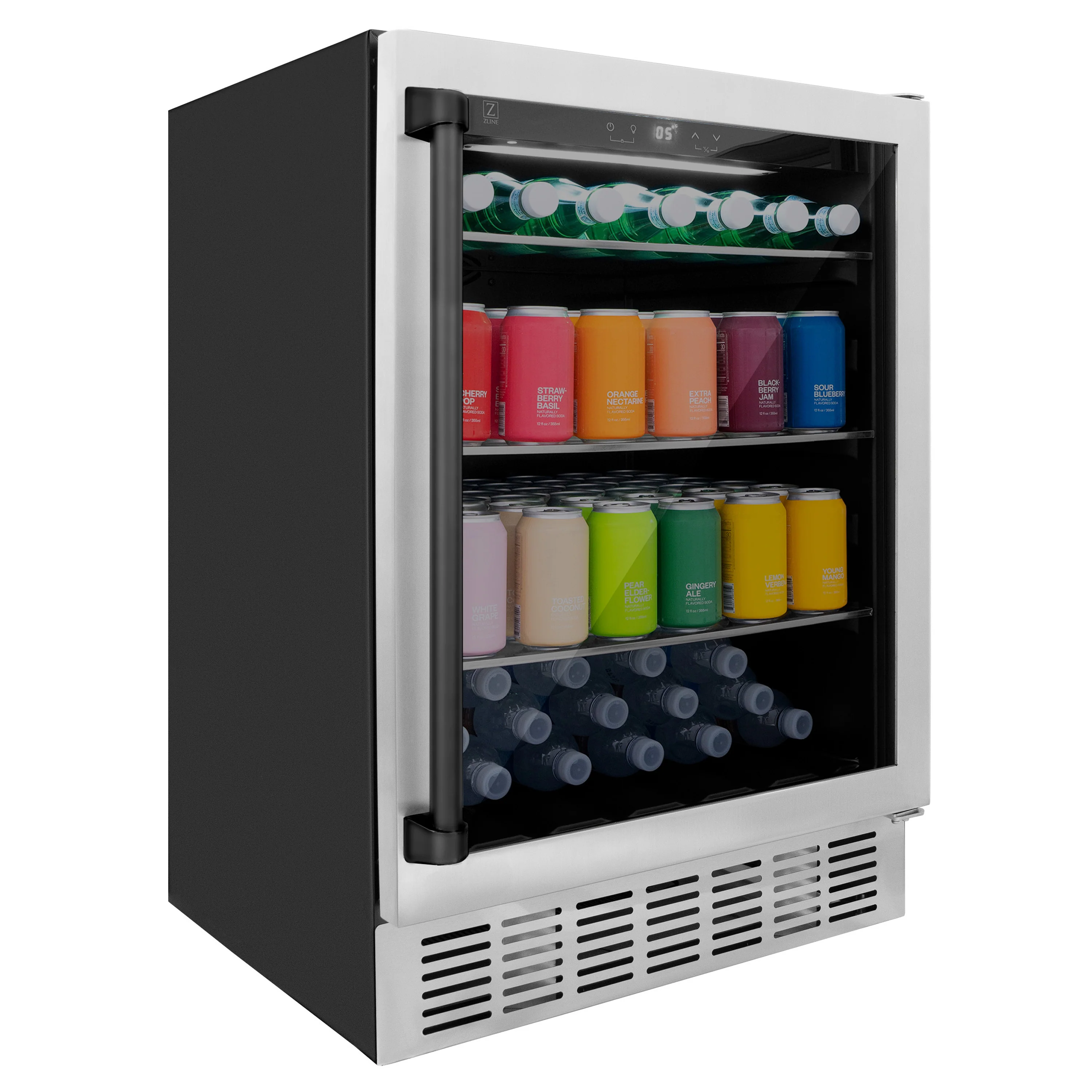 ZLINE 24" Autograph Edition 154 Can Beverage Cooler Fridge with Adjustable Shelves in Stainless Steel with Matte Black Accents (RBVZ-US-24-MB) - Image 5