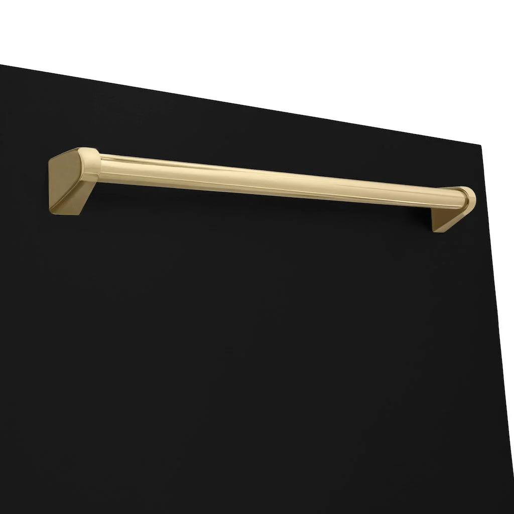 ZLINE Autograph Edition 24 in. Monument Series 3rd Rack Top Touch Control Tall Tub Dishwasher in Black Matte with Champagne Bronze Handle, 45dBa (DWMTZ-BLM-24-CB) - Image 5