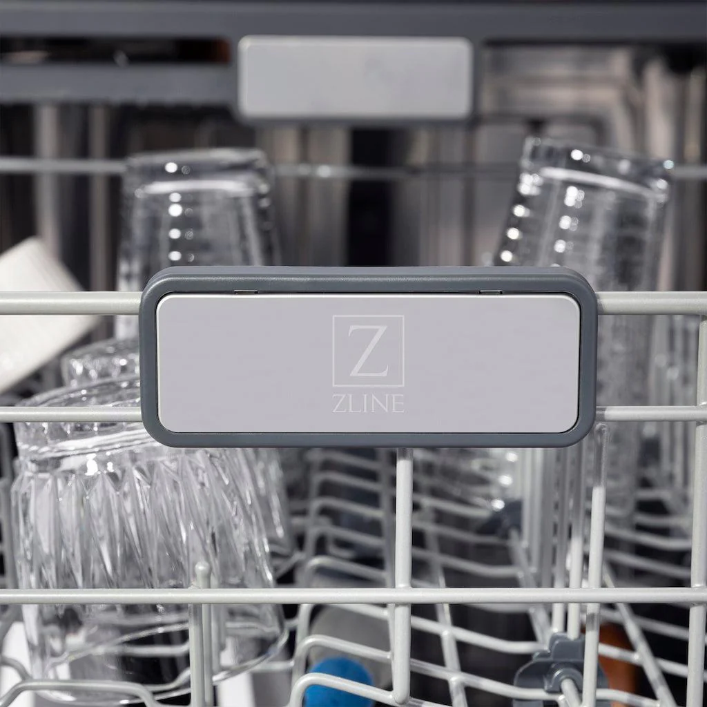 ZLINE Autograph Edition 24 in. Monument Series 3rd Rack Top Touch Control Tall Tub Dishwasher in Black Matte with Champagne Bronze Handle, 45dBa (DWMTZ-BLM-24-CB) - Image 6
