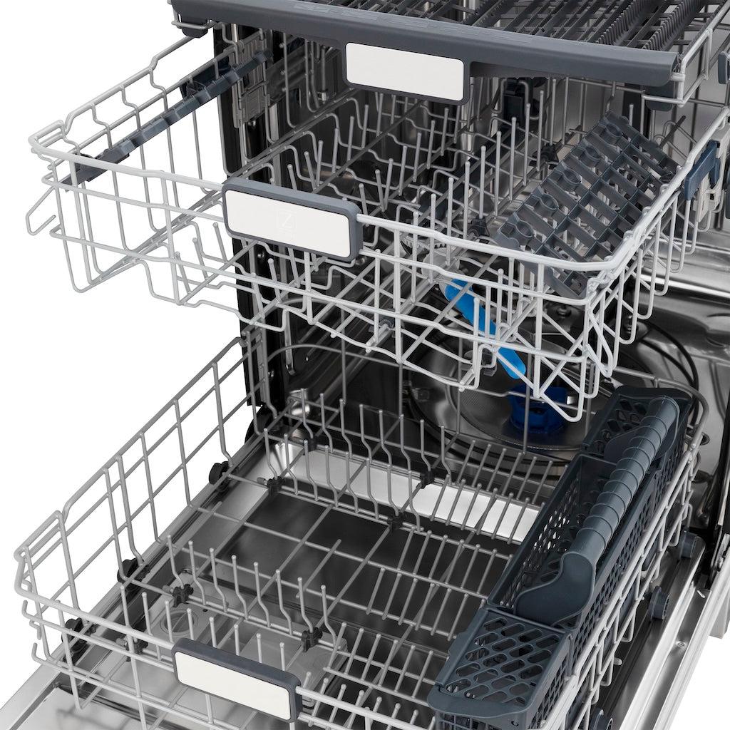 ZLINE Autograph Edition 24 in. Monument Series 3rd Rack Top Touch Control Tall Tub Dishwasher in Black Matte with Champagne Bronze Handle, 45dBa (DWMTZ-BLM-24-CB) - Image 7