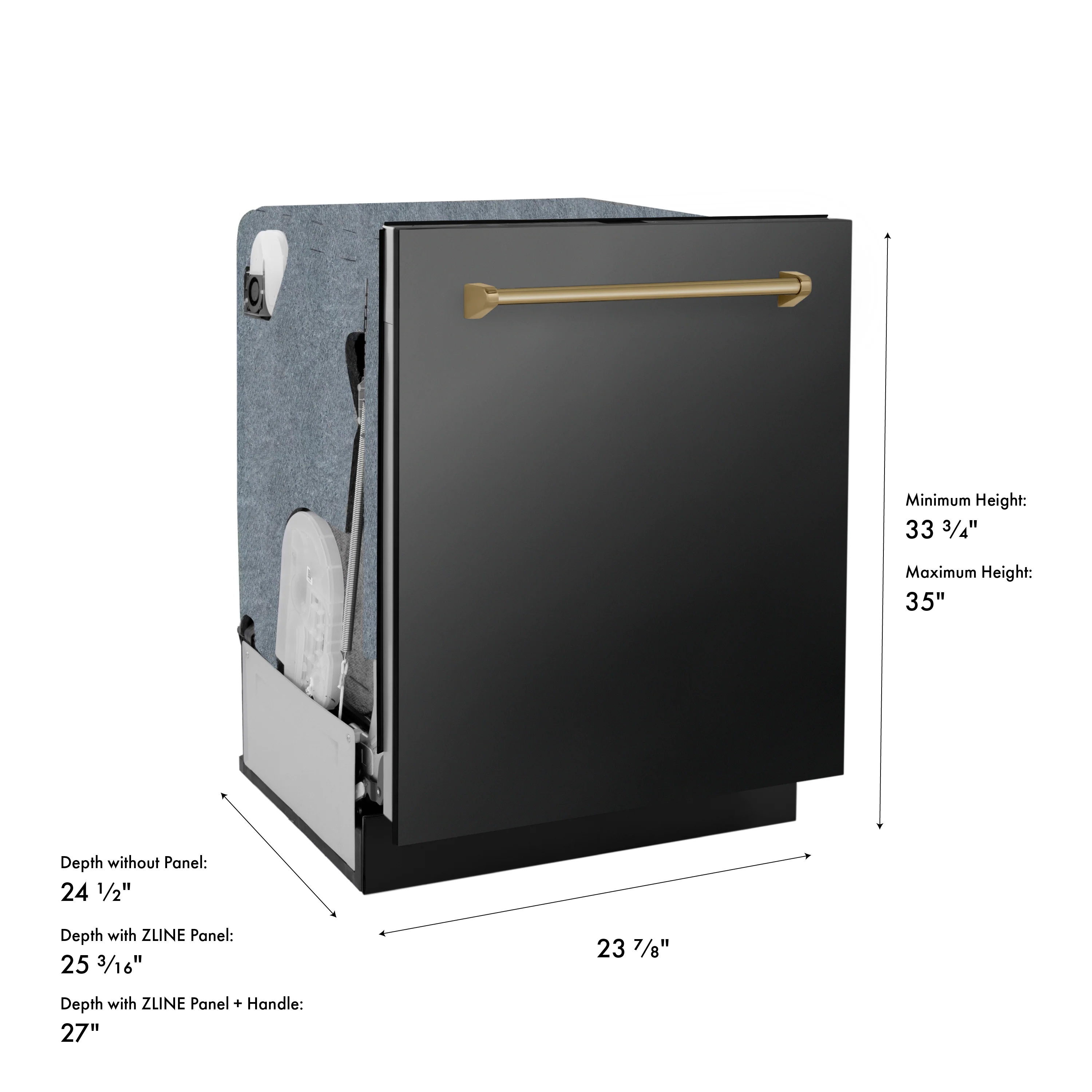 ZLINE Autograph Edition 24 in. Monument Series 3rd Rack Top Touch Control Tall Tub Dishwasher in Black Stainless Steel with Champagne Bronze Handle, 45dBa (DWMTZ-BS-24-CB) - Image 16