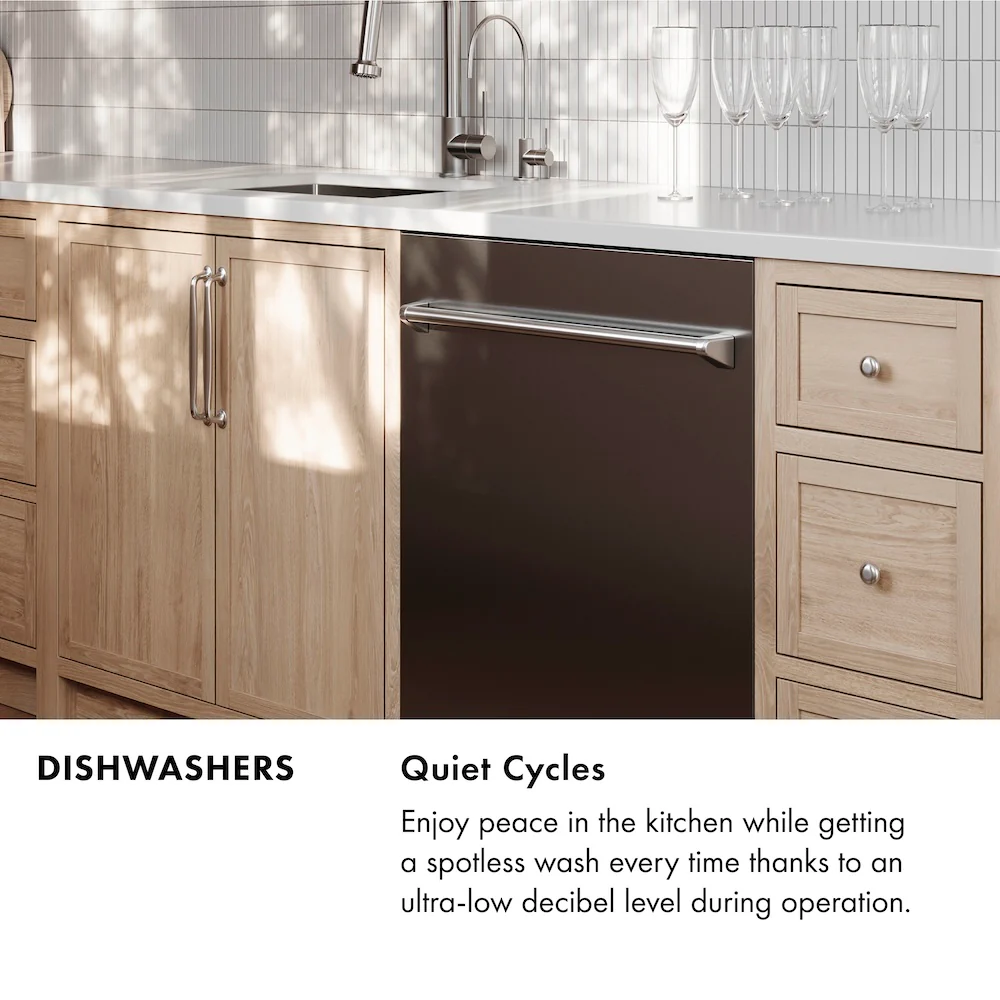 ZLINE Autograph Edition 24 in. Monument Series 3rd Rack Top Touch Control Tall Tub Dishwasher in Black Stainless Steel with Champagne Bronze Handle, 45dBa (DWMTZ-BS-24-CB) - Image 18